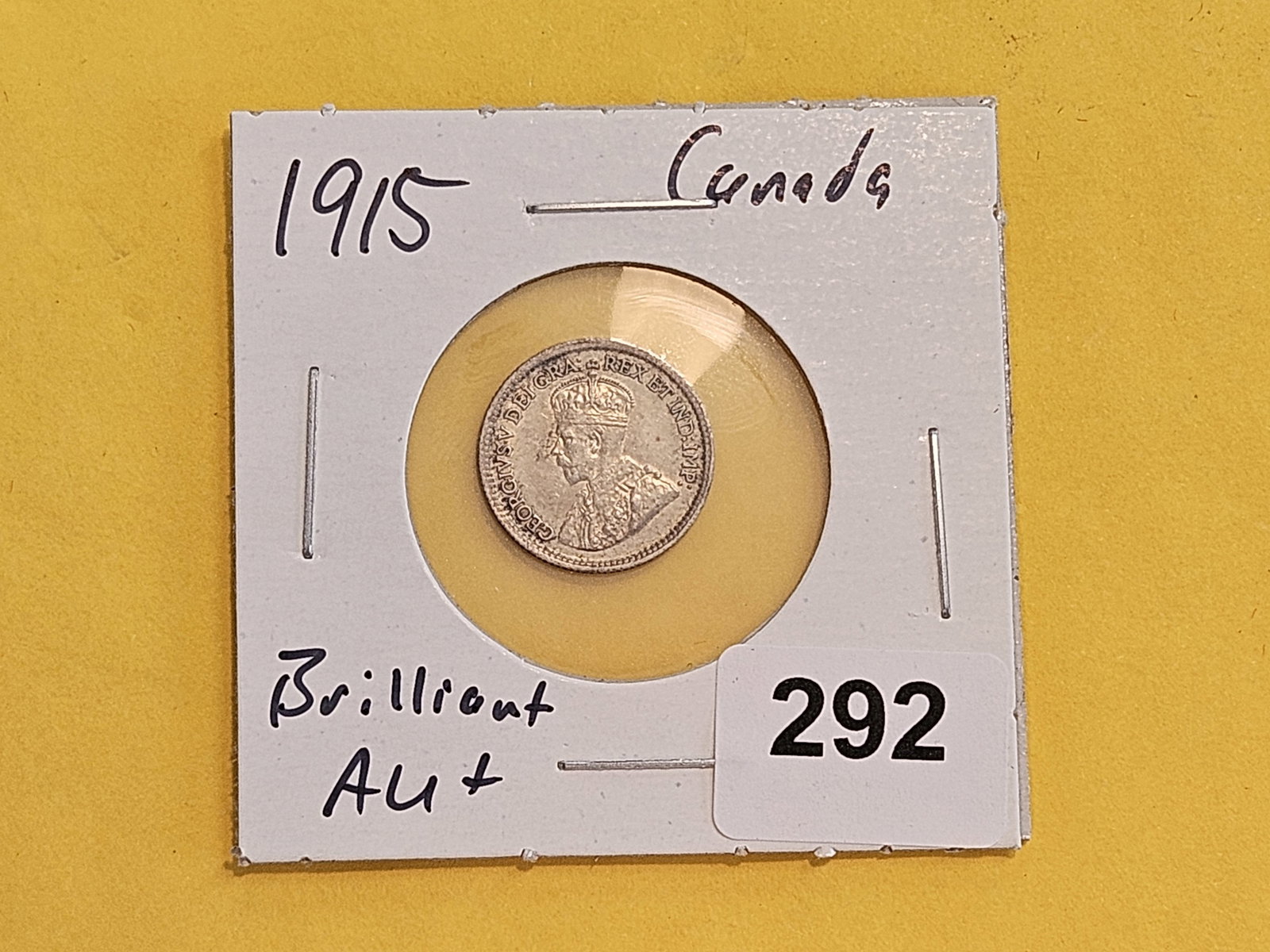 * Bright About Uncirculated plus 1915 Canada silver 5 cents - 2