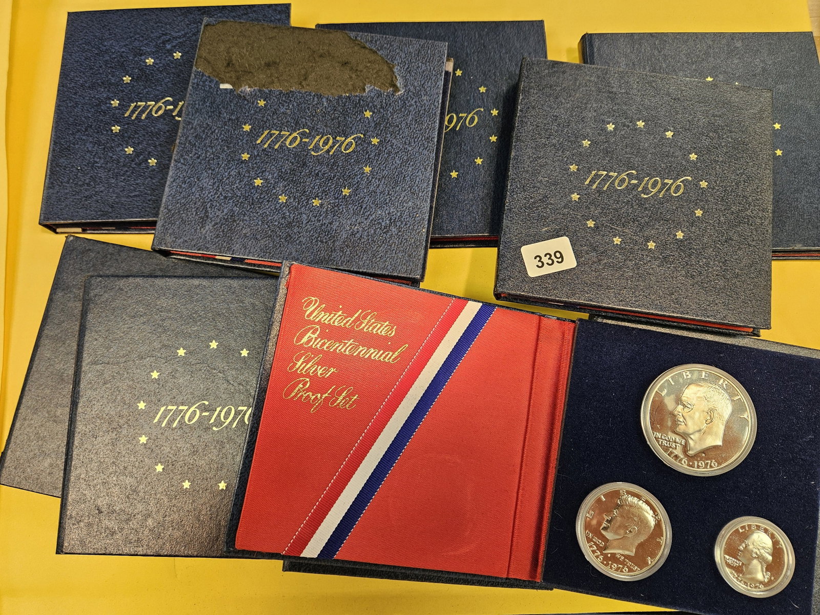 TEN 1976 Bicentennial SILVER Proof 3-coin sets: All in OGP