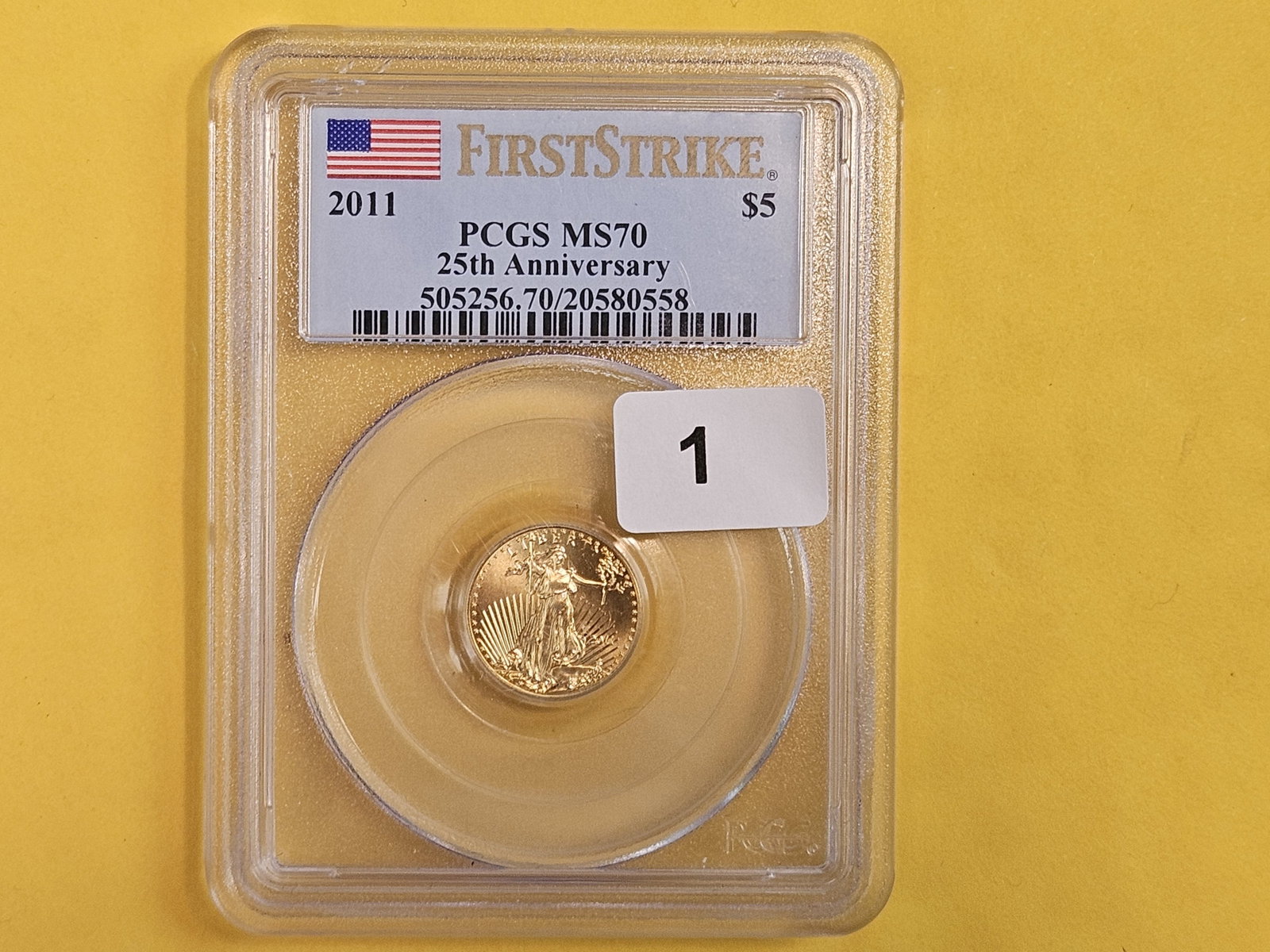 GOLD! PERFECT! PCGS 2011 American Gold Eagle $5 in Mint State 70 - 2