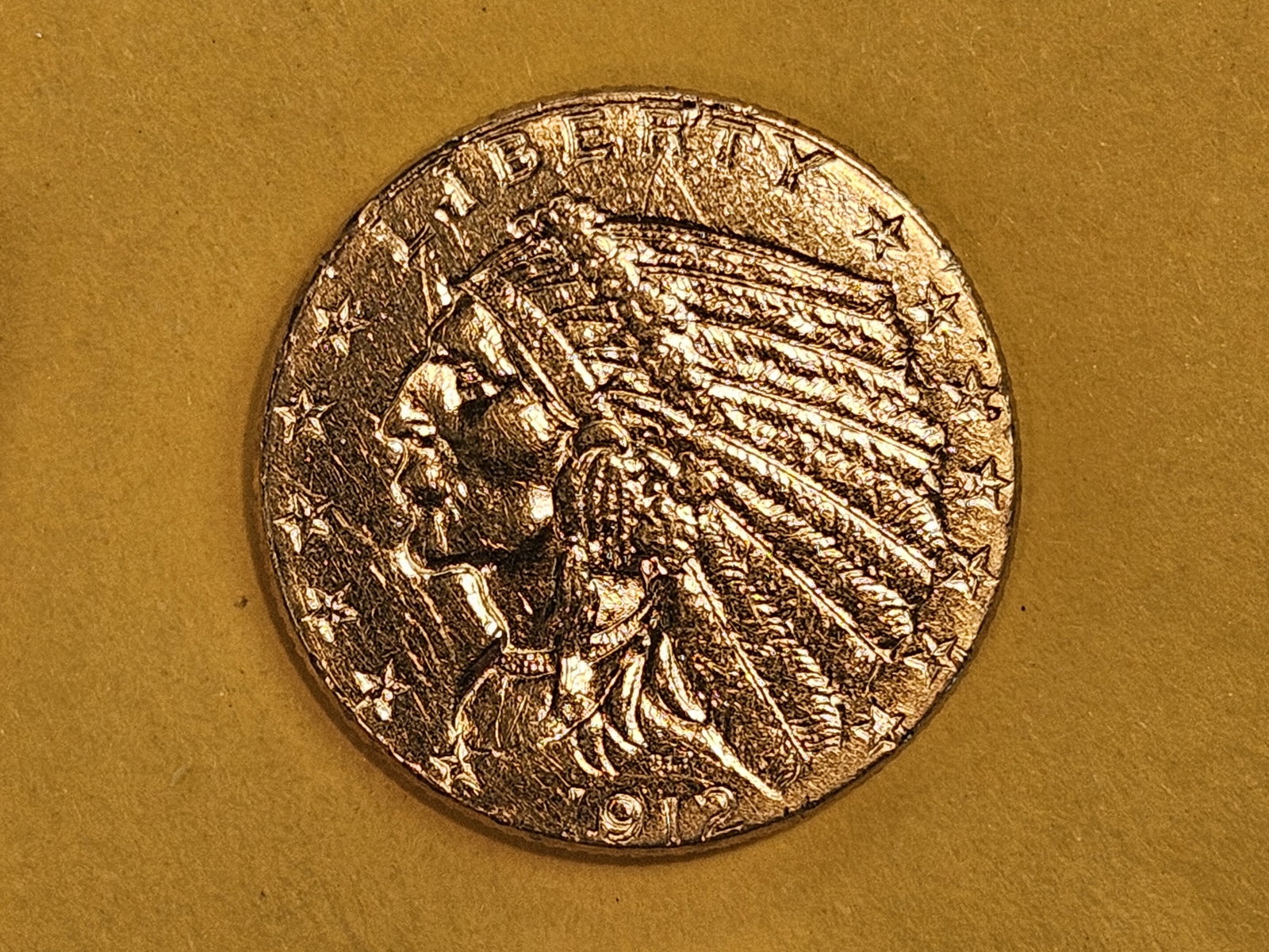GOLD! Bright 1912 Indian Head Gold $2.5 Dollars: Quarter eagle