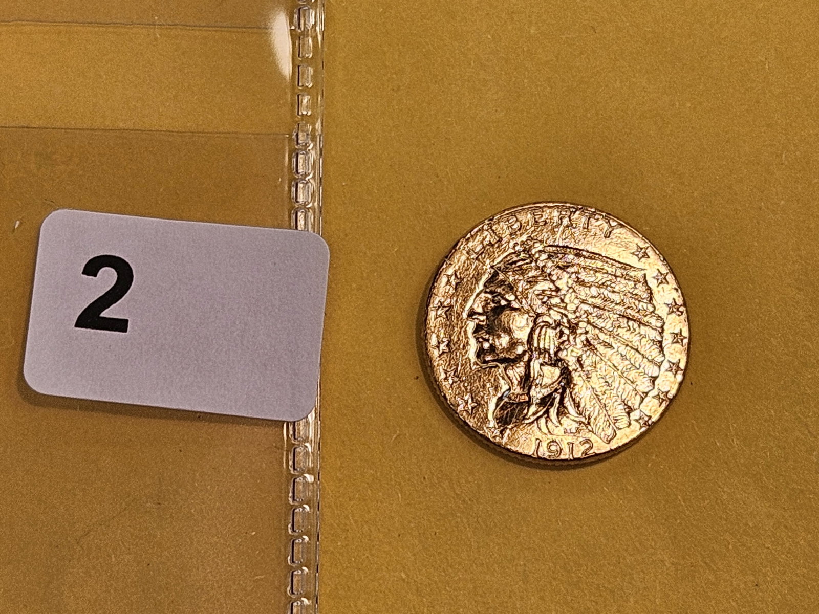 GOLD! Bright 1912 Indian Head Gold $2.5 Dollars - 2