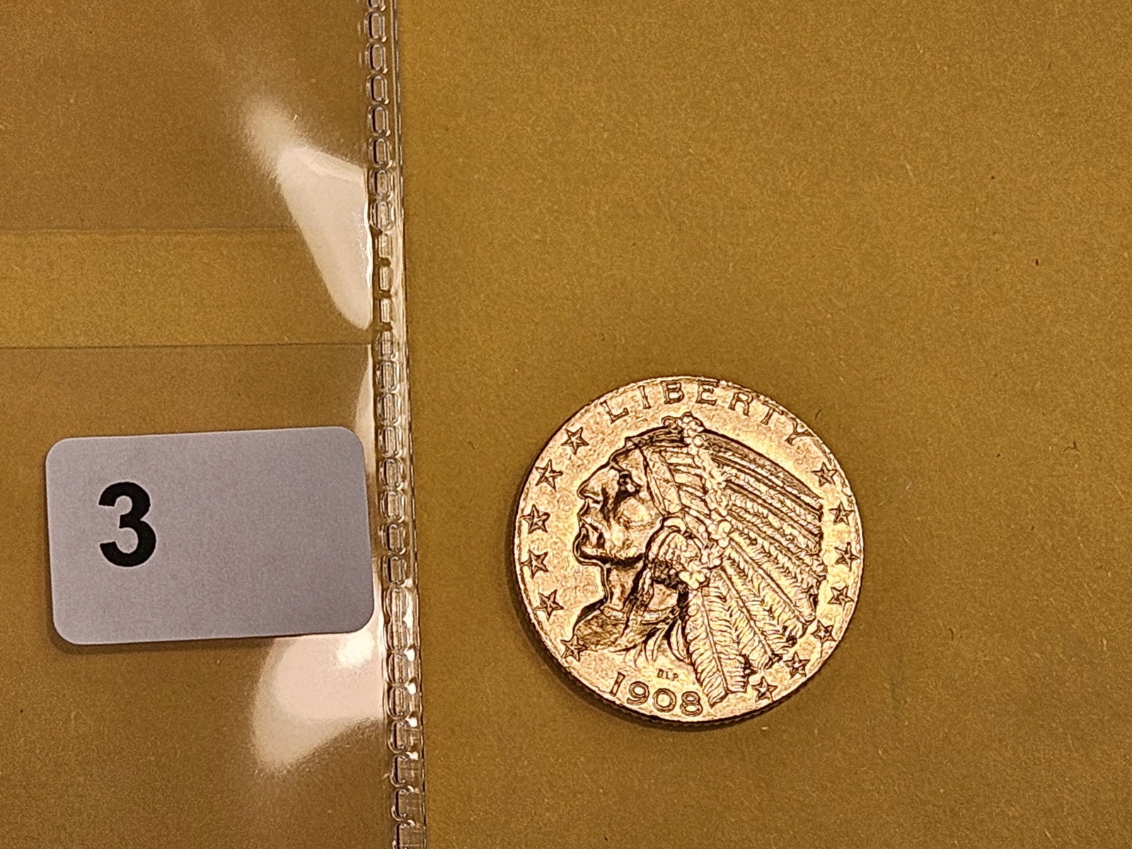 GOLD! Brilliant About Uncirculated 1908 Indian Head GOLD Five Dollars - 2