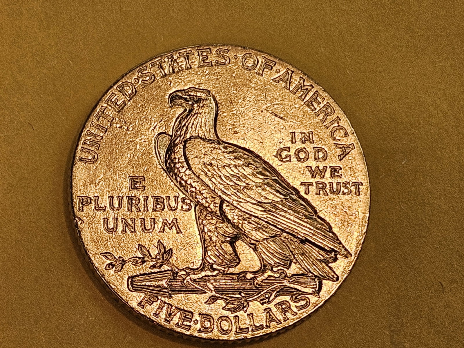 GOLD! Brilliant About Uncirculated 1908 Indian Head GOLD Five Dollars - 4