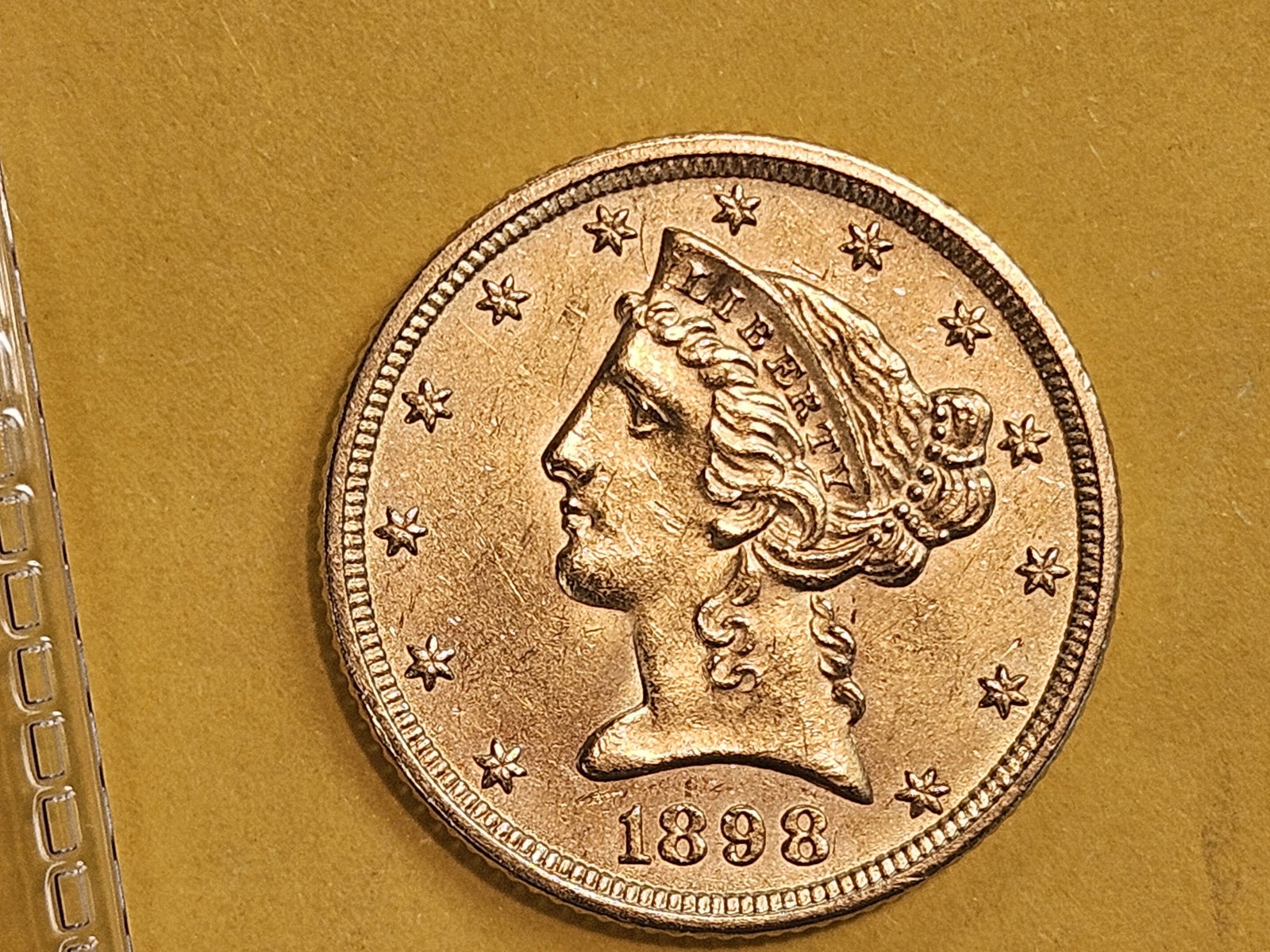 GOLD! Brilliant AU-BU 1898 Liberty Head Gold Five Dollars - 3