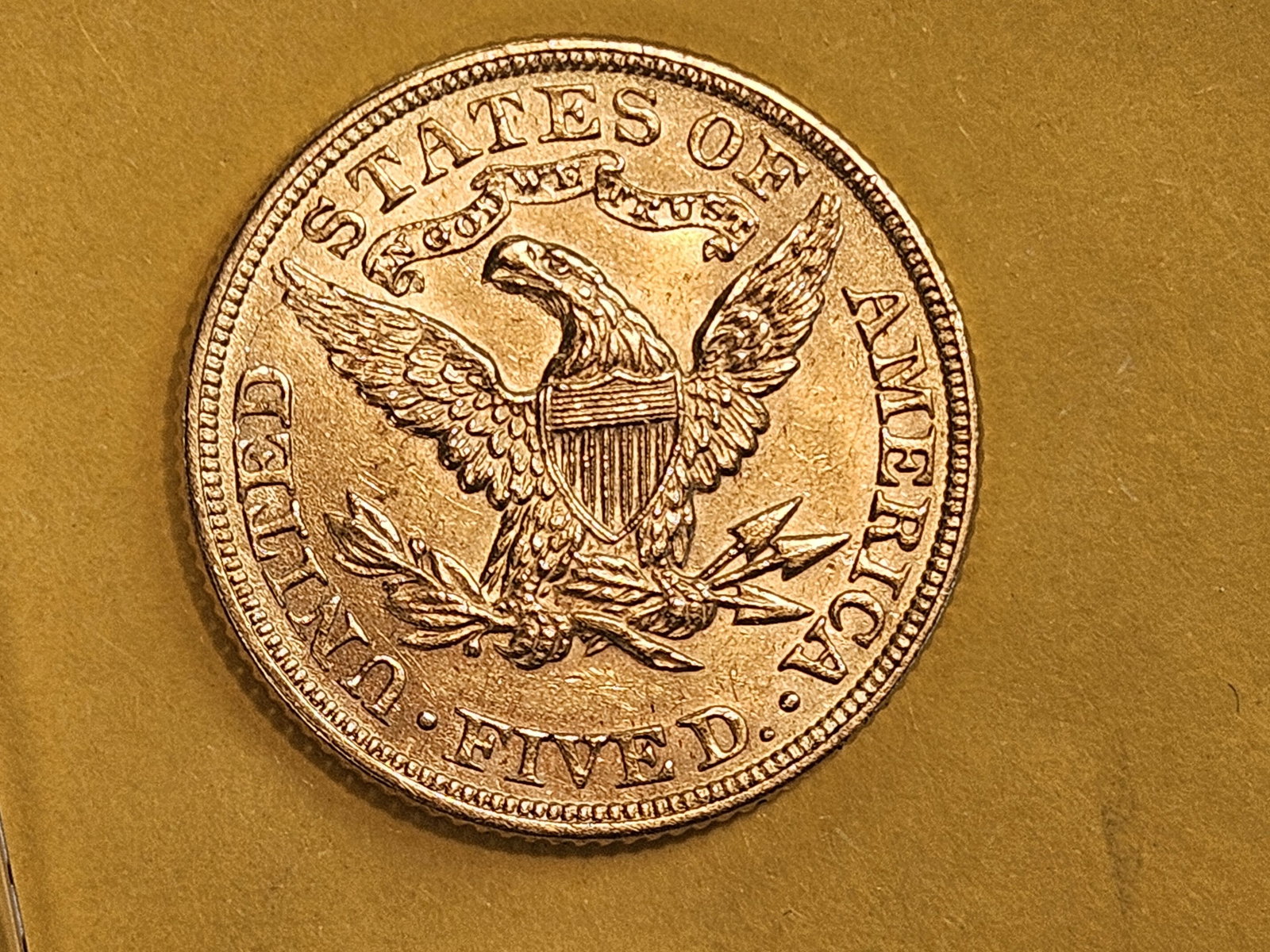 GOLD! Brilliant AU-BU 1898 Liberty Head Gold Five Dollars - 5