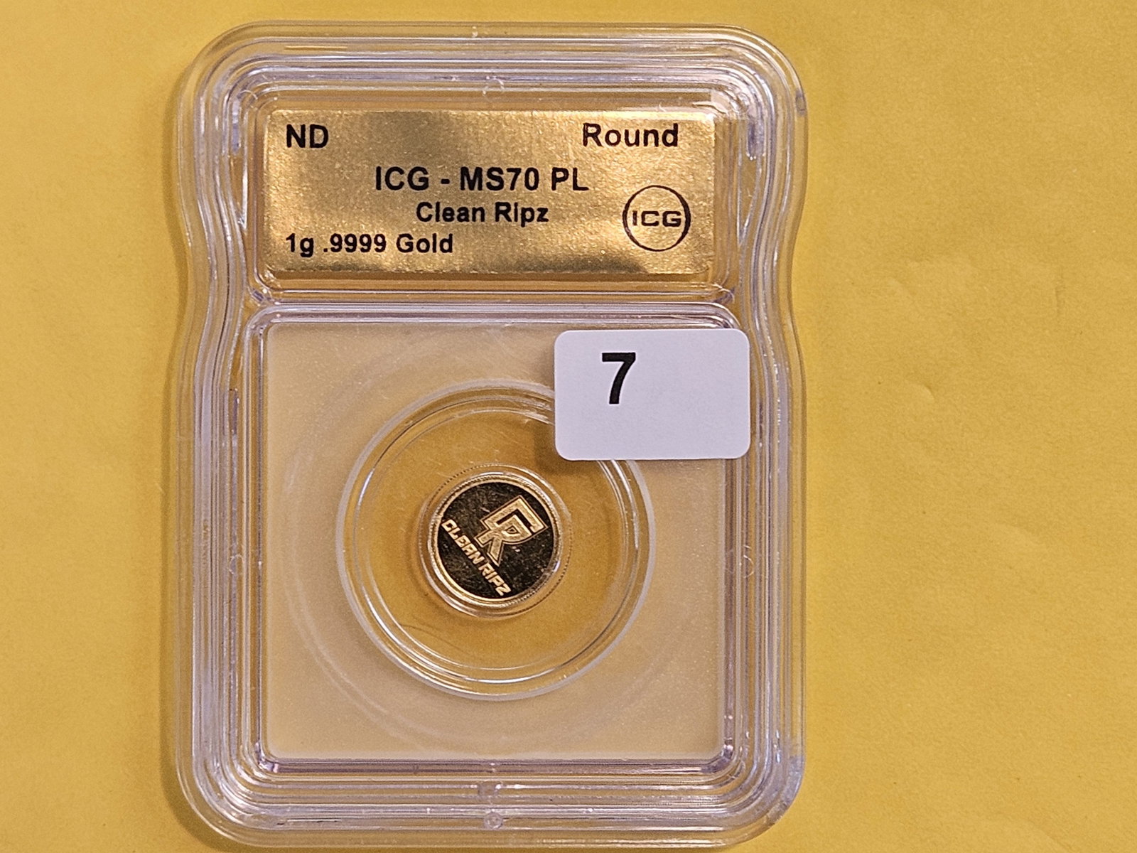 GOLD! PERFECT! ICG Gold one Gram .9999 fine round in Mint State 70 Prooflike - 2