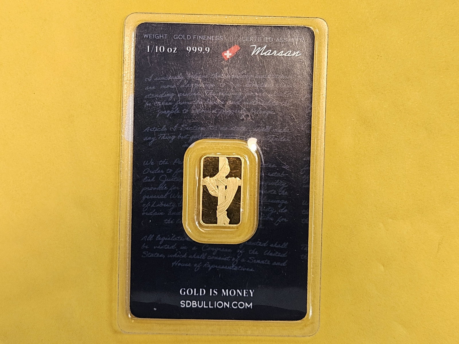 GOLD! SD Bullion One-tenth Troy ounce .9999 fine gold bar - 3