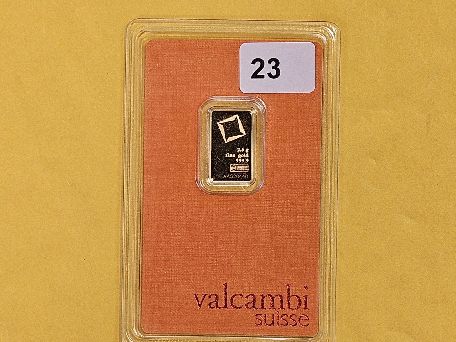GOLD! Valcambi Suisse 2.5 Gram .9999 fine gold bar (1 of 2)