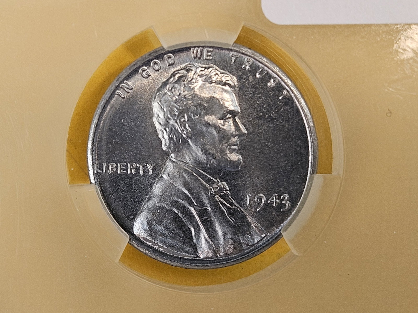 GEM! CACG 1943 Steel Wheat Cent in Mint State 66: Gorgeous luster