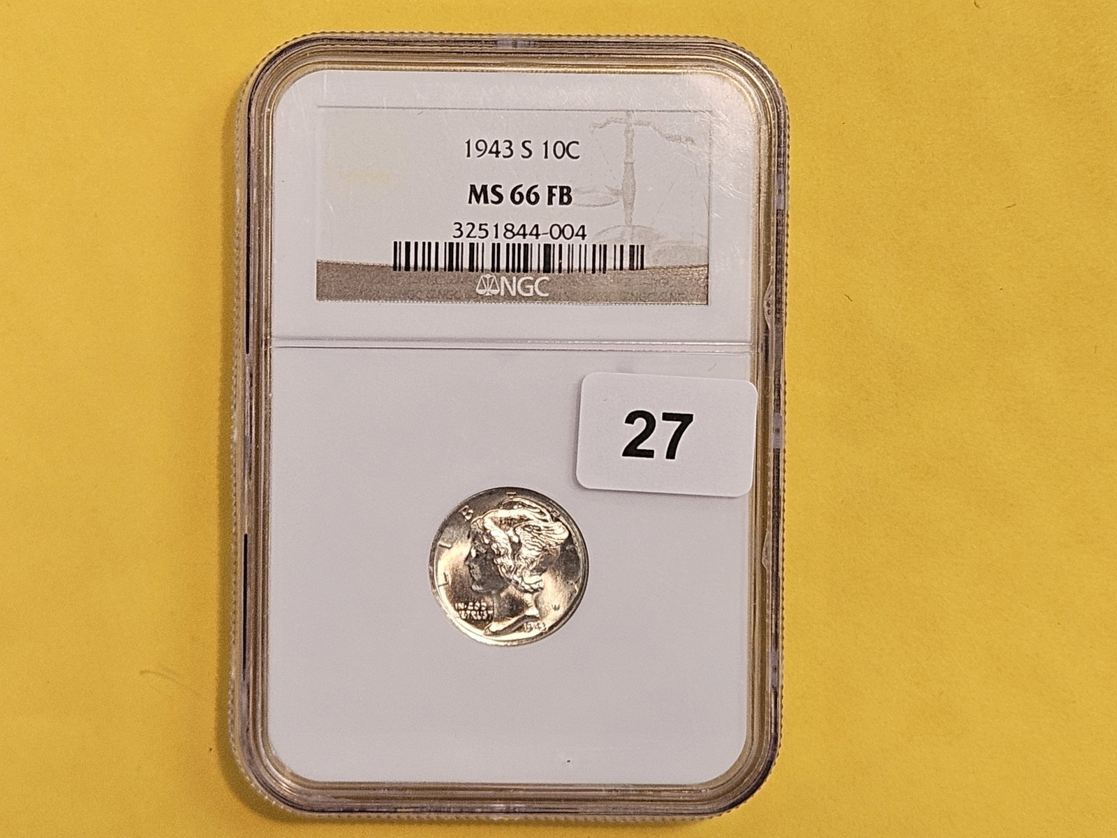 GEM! NGC 1943-S Mercury Dime in Mint State 66 FB - 2