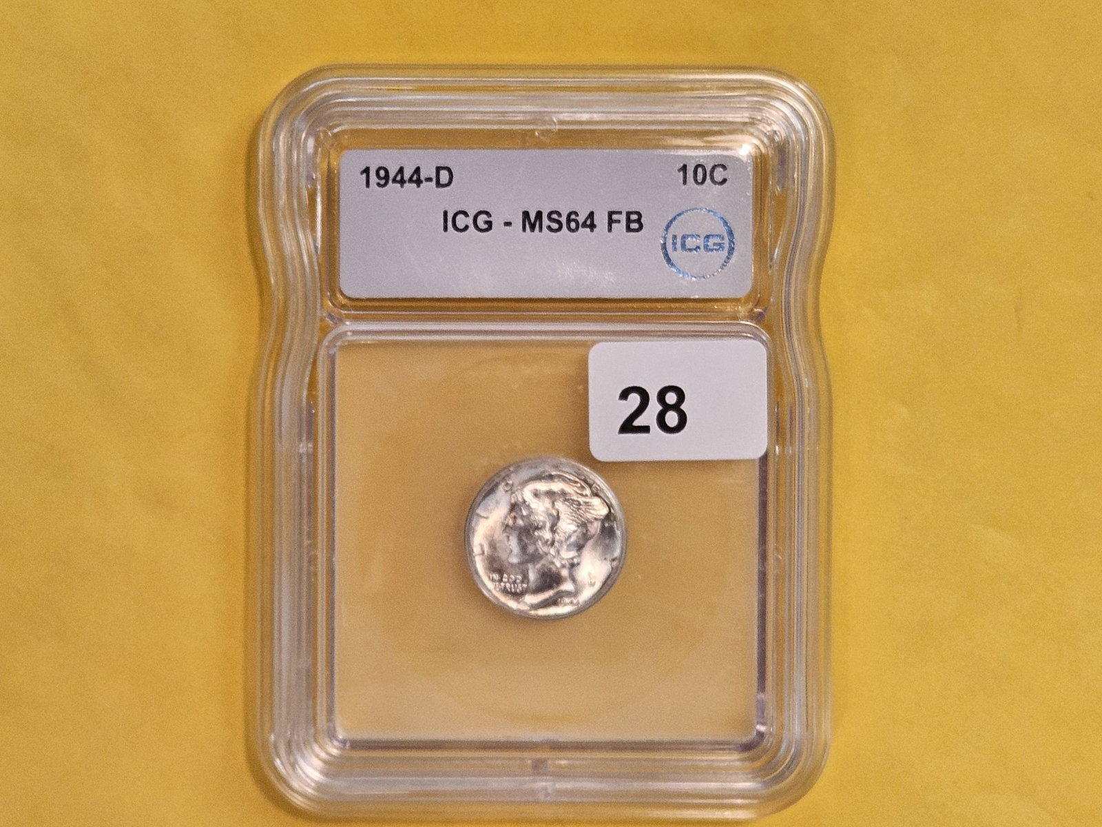 ICG 1944-D silver Mercury Dime in Mint State 64 FB - 2
