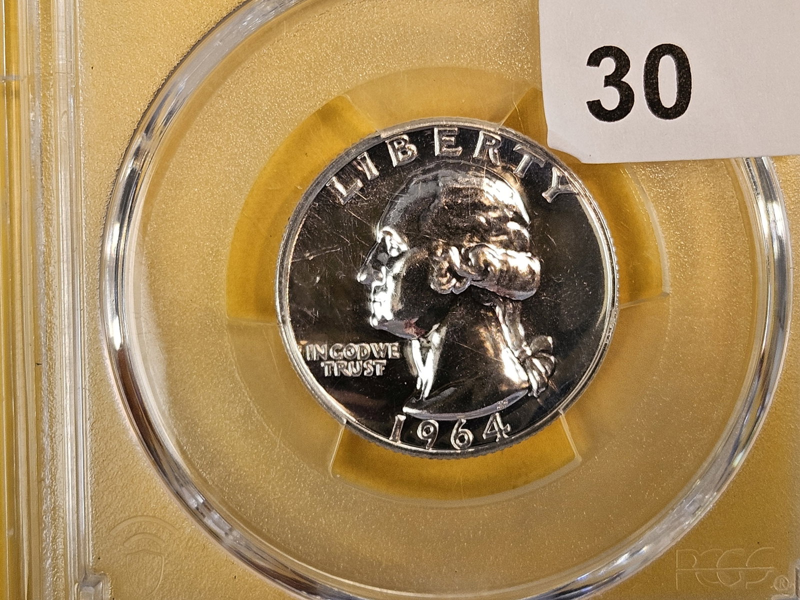 GEM! PCGS 1964 silver Washington Quarter in Proof 66: Gleaming!