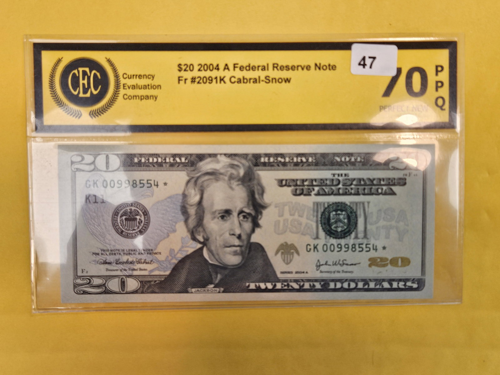 PERFECT! CEC 2004-A $20 STAR FRN in Perfect New 70 PPQ: Perfect Grade. STAR Replacement note