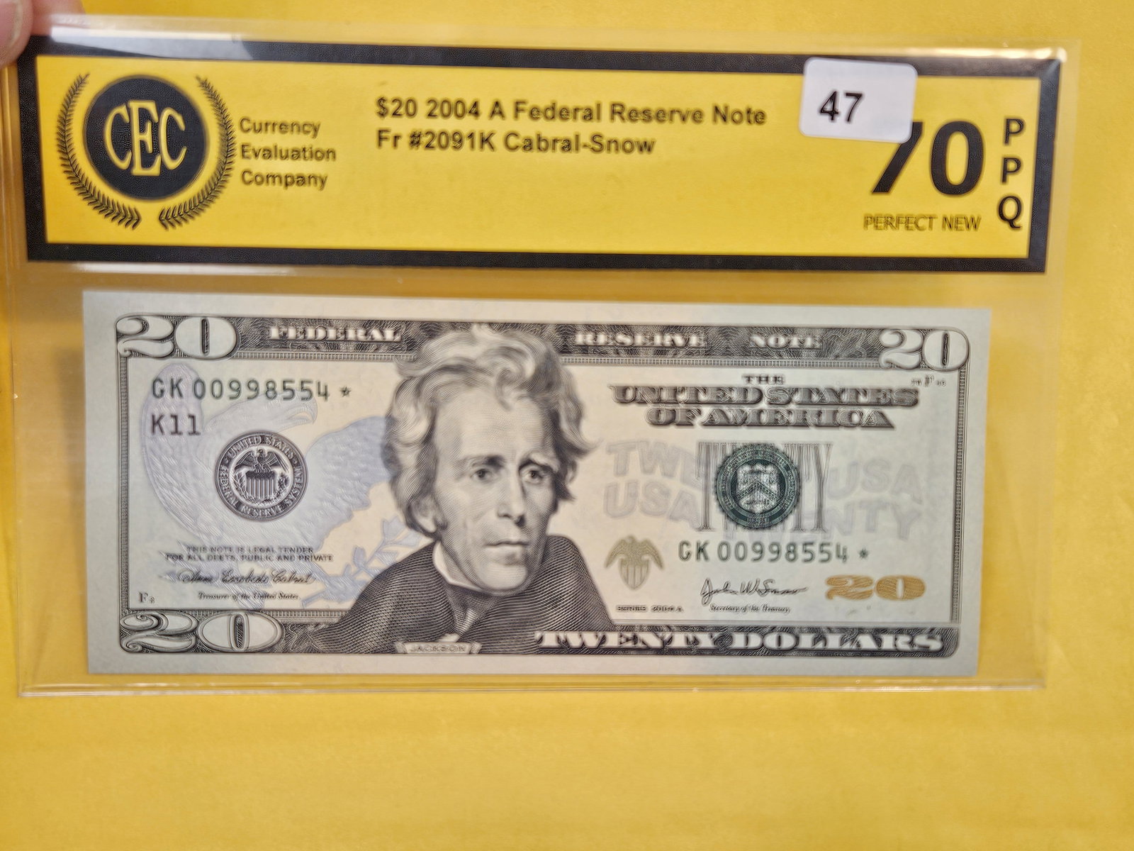 PERFECT! CEC 2004-A $20 STAR FRN in Perfect New 70 PPQ - 2