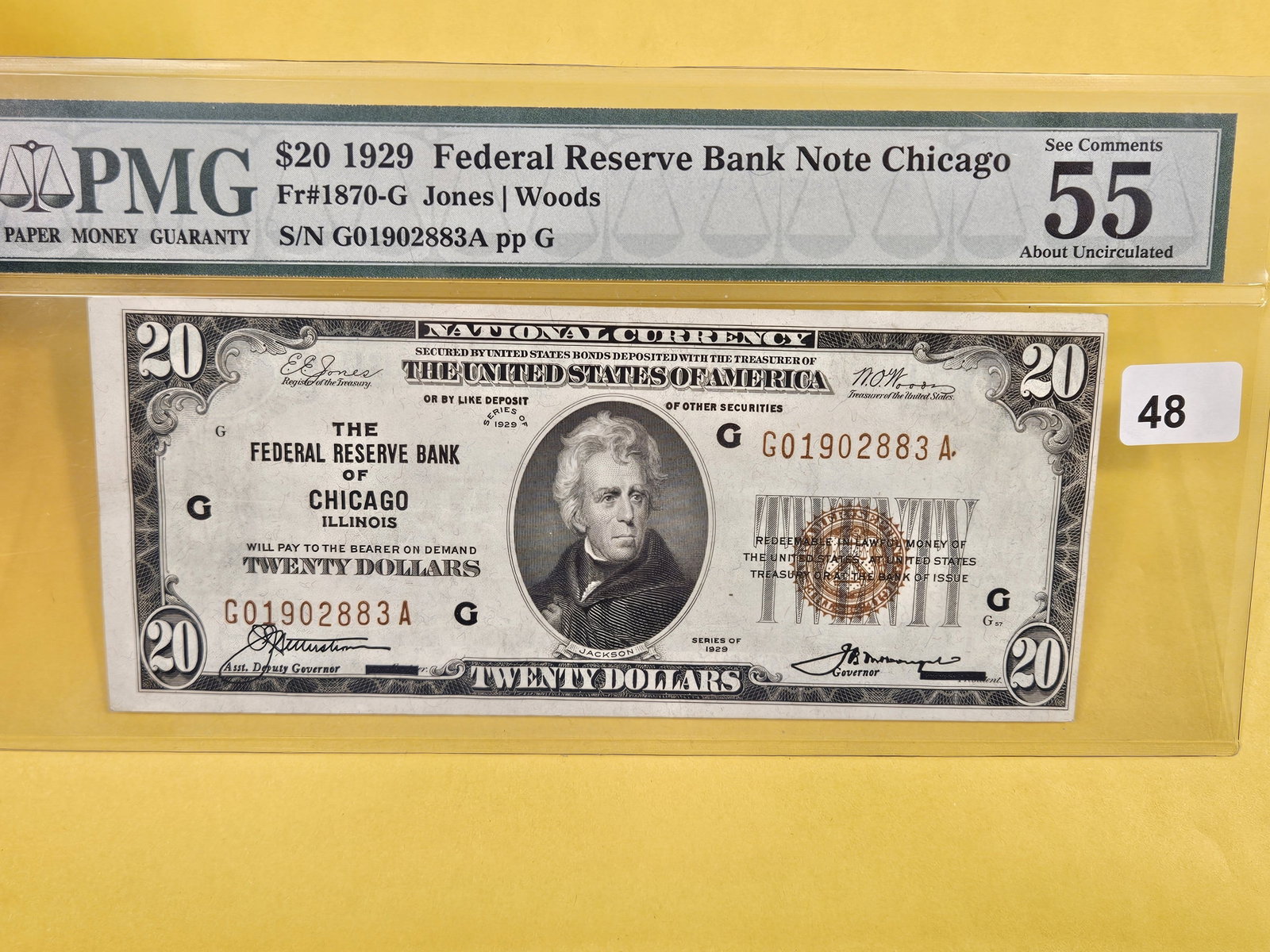 PMG 1929 Twenty Dollar National Currency in AU-55 - 2