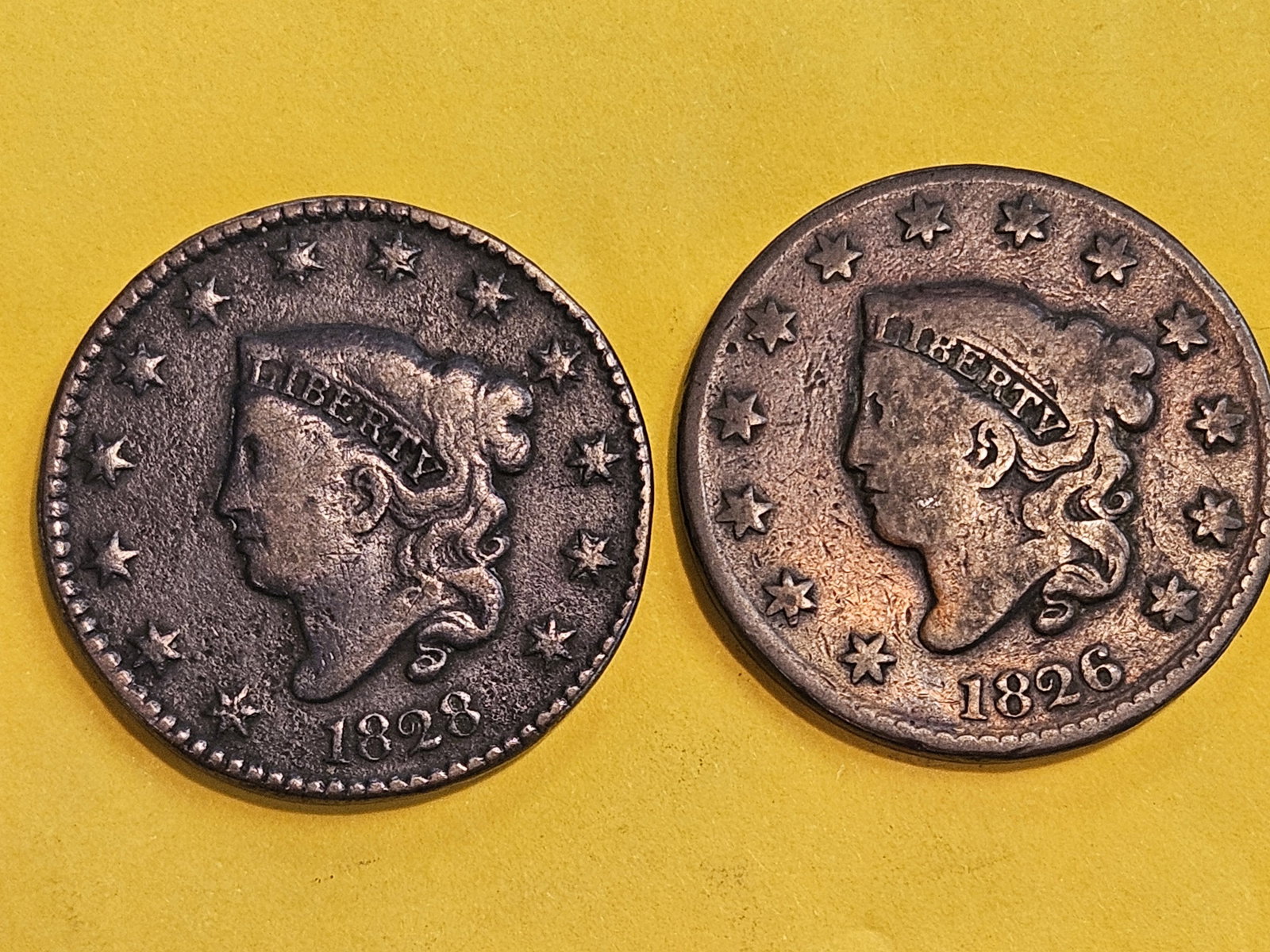 1826 and 1828 Coronet Head Large Cents (1 of 3)