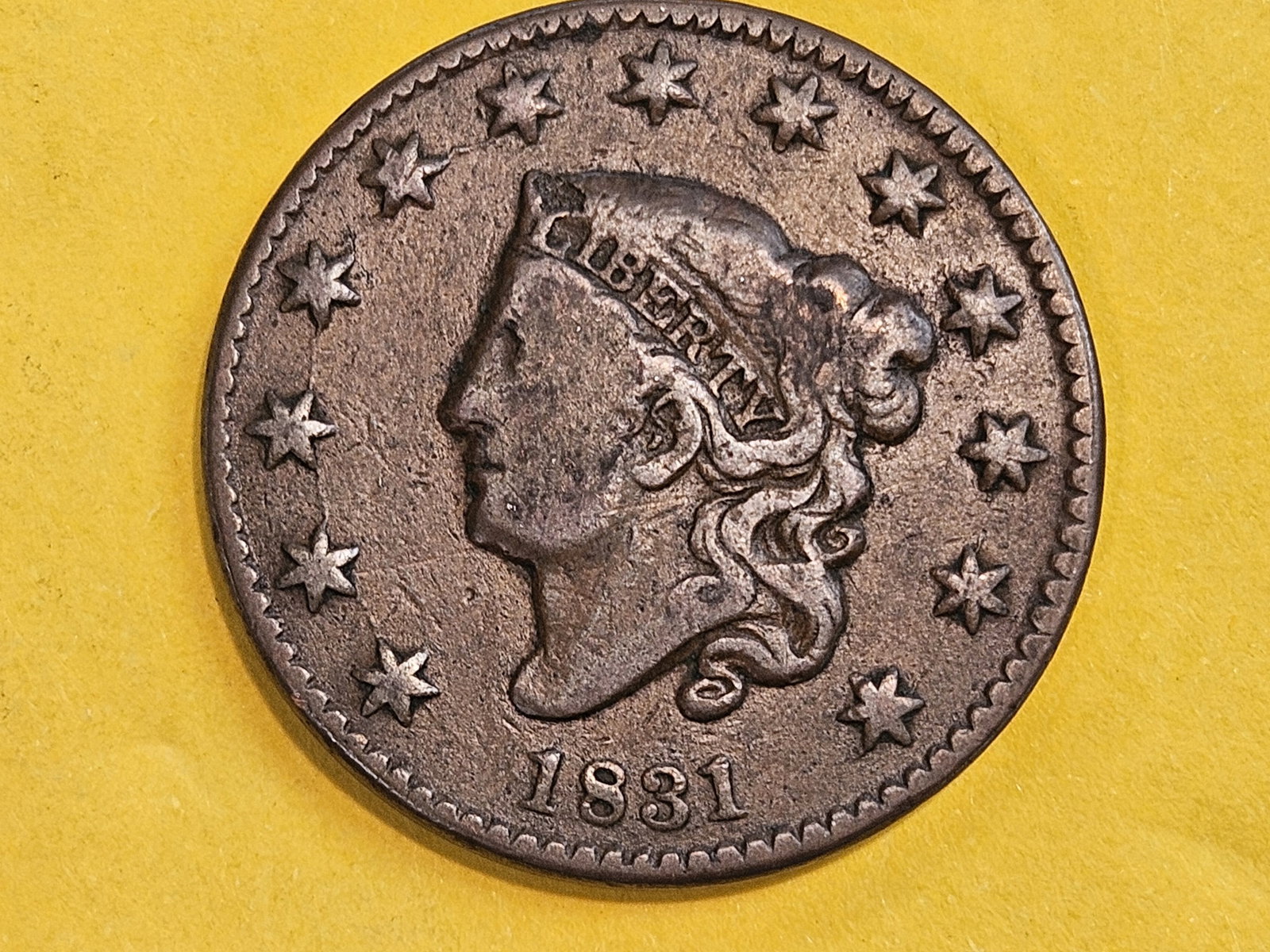 1831 Coronet Head Large Cent: In Fine