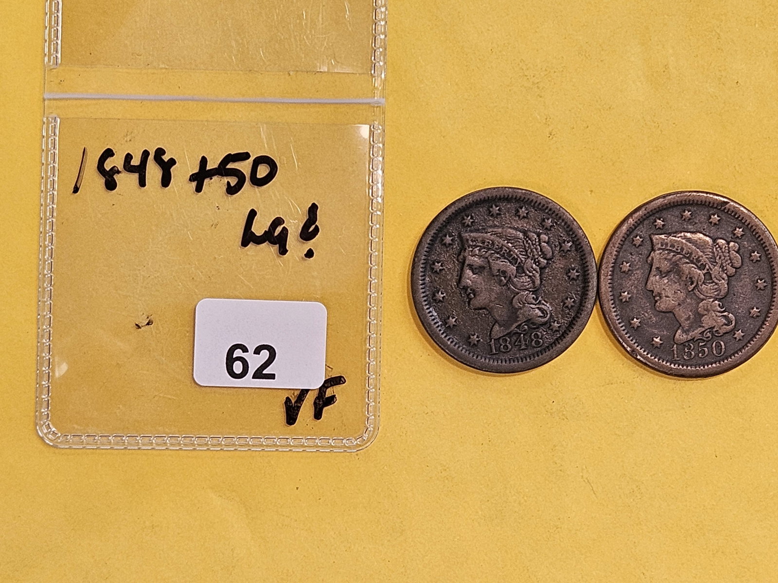 1848 and 1850 Braided Hair Large Cents - 2