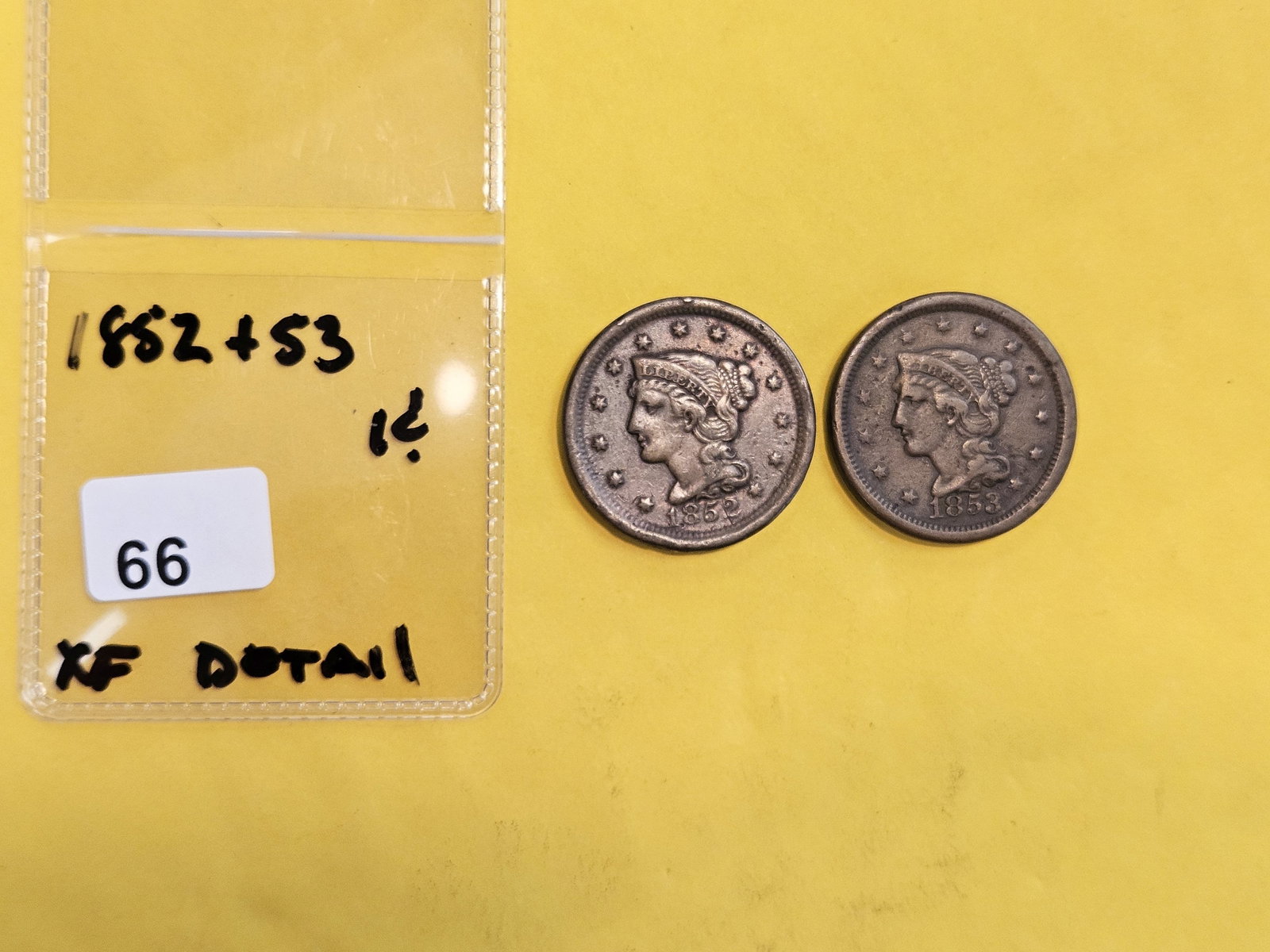 1852 and 1853 Braided Hair Large Cents - 2