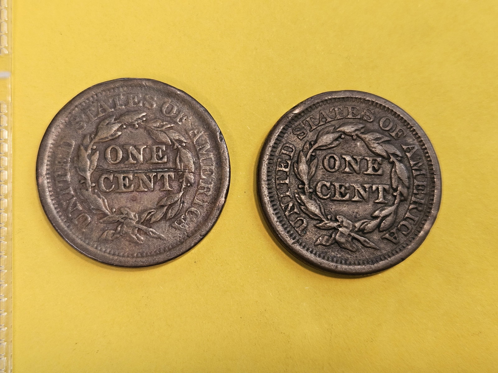 1852 and 1853 Braided Hair Large Cents - 3