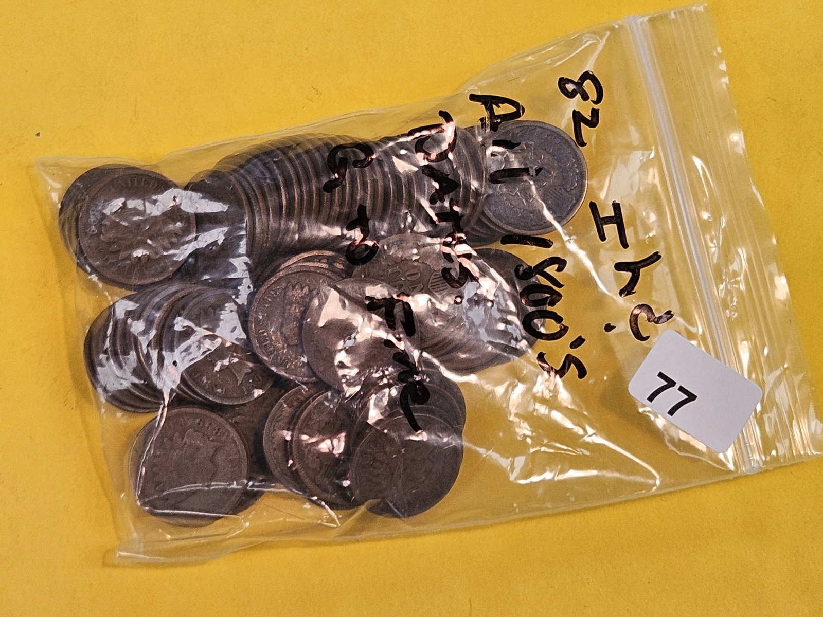 Eighty-Two Indian Cents: All 1800's. Grades from Good to Fine