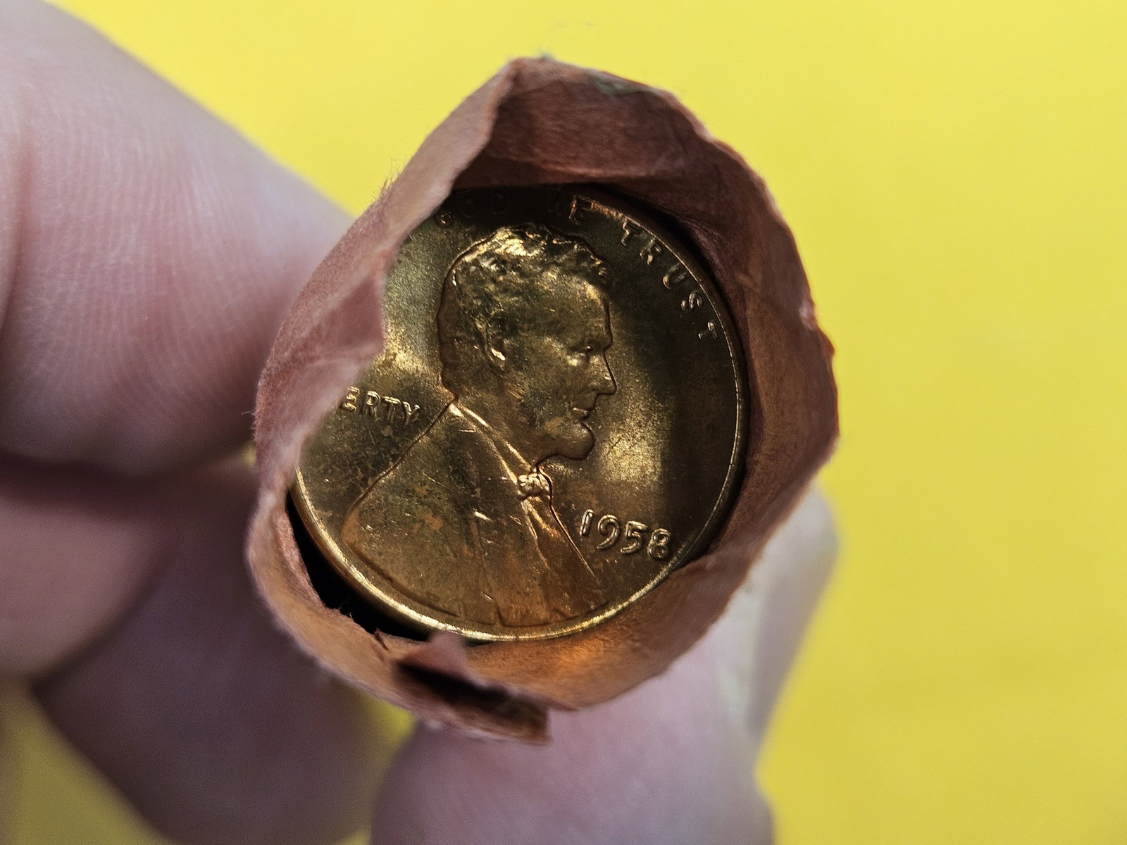 GEM Brilliant Uncirculated RED Roll of 1958 Wheat cents - 2