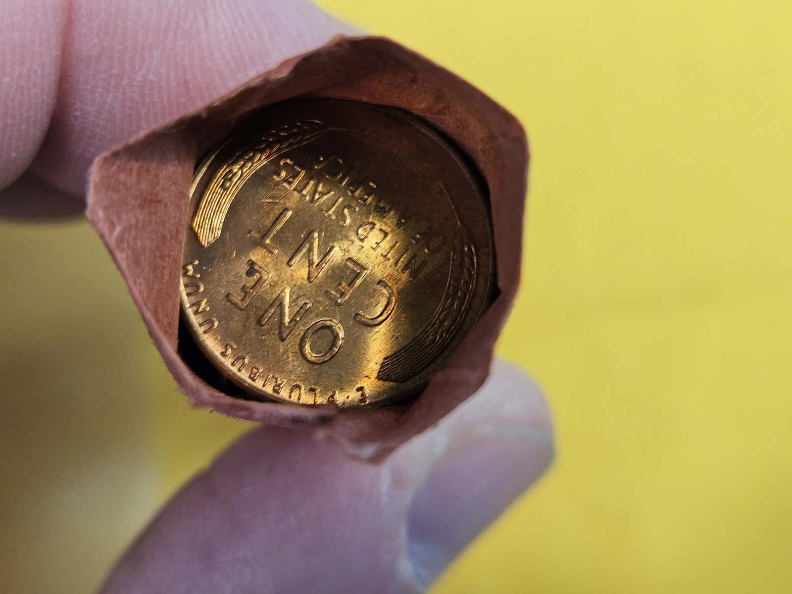 GEM Brilliant Uncirculated RED Roll of 1958 Wheat cents - 3