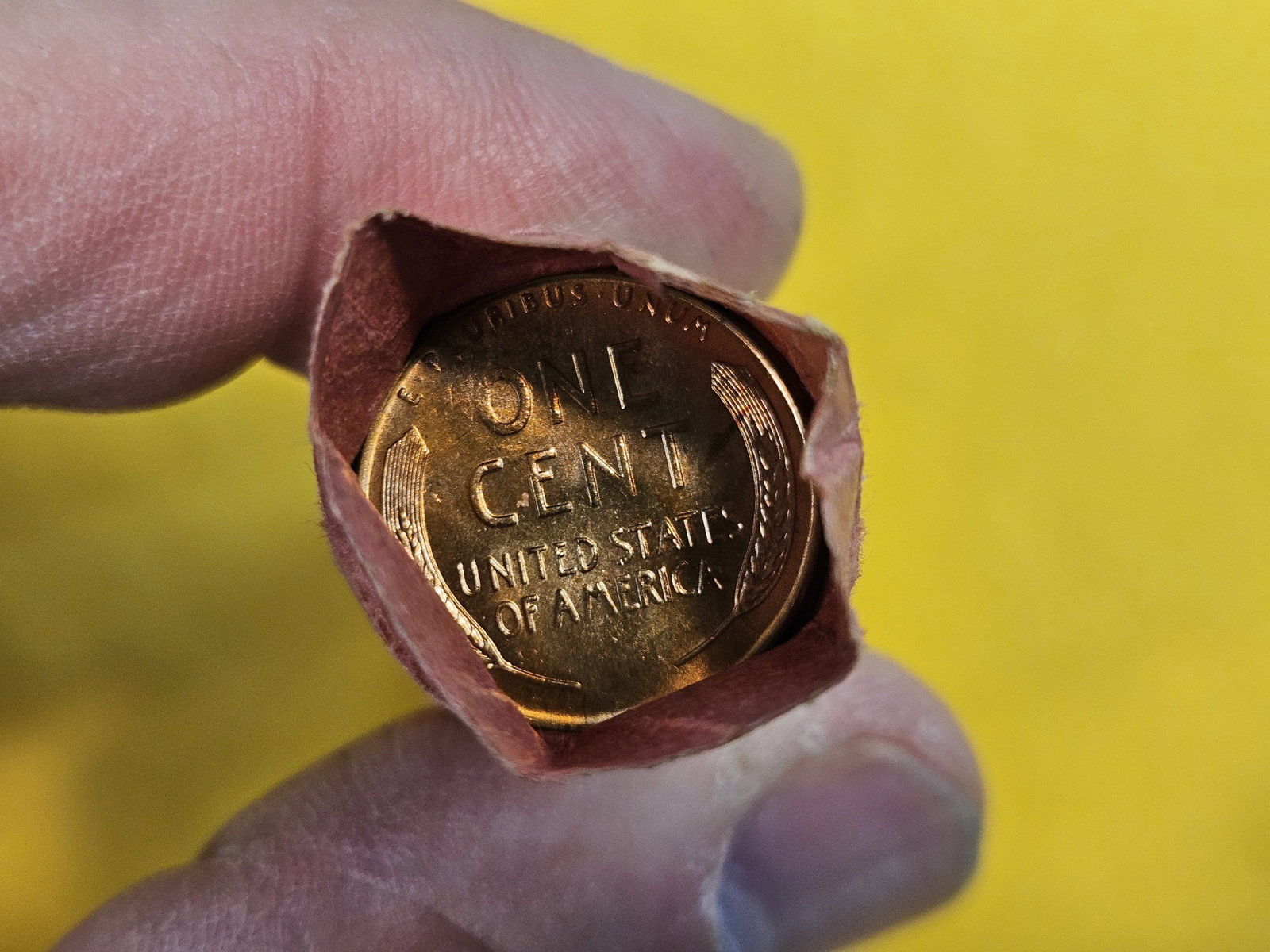 GEM Brilliant Uncirculated RED Roll of 1957-D Wheat cents - 3