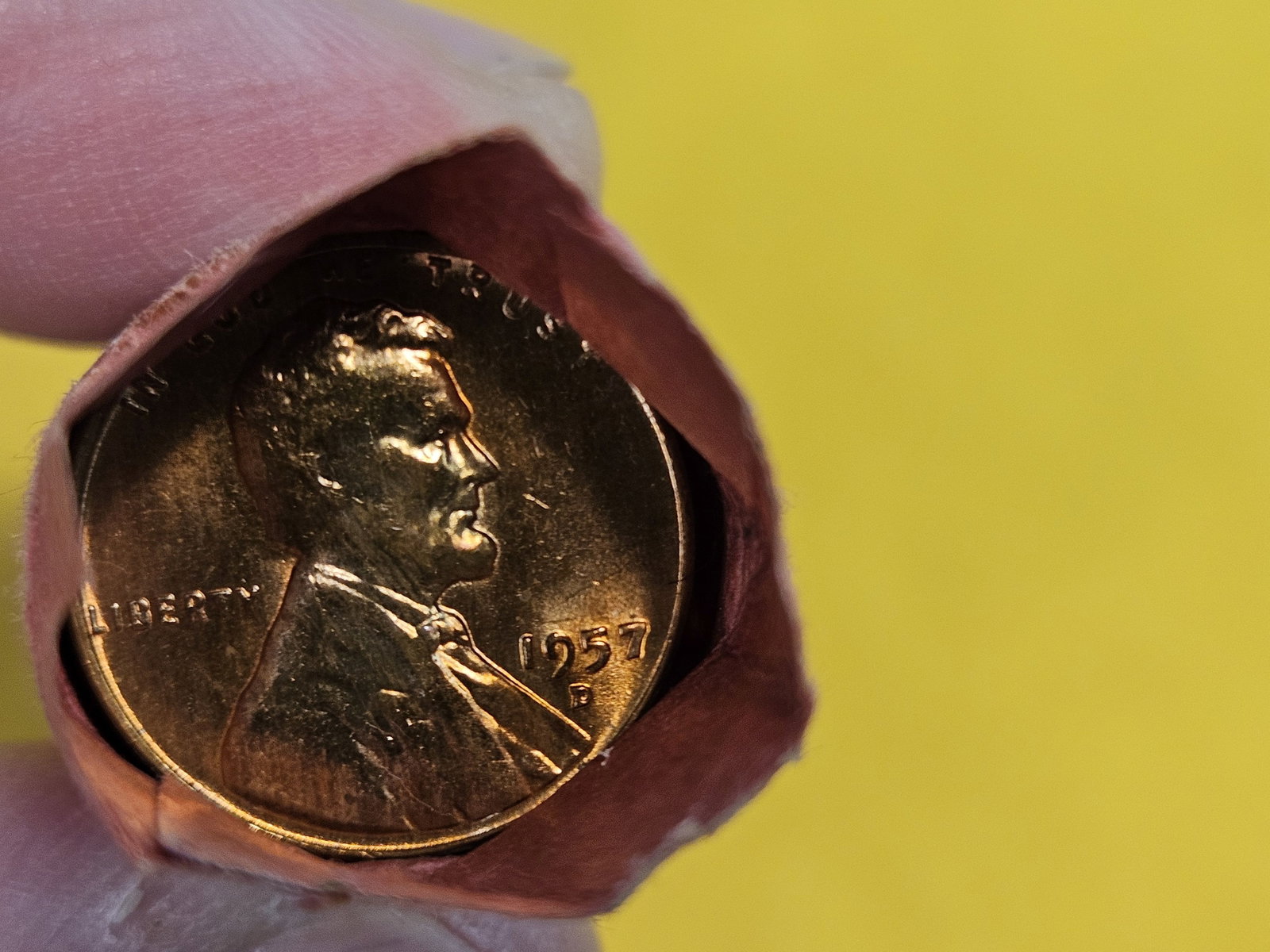 GEM Brilliant Uncirculated RED Roll of 1957-D Wheat cents - 2