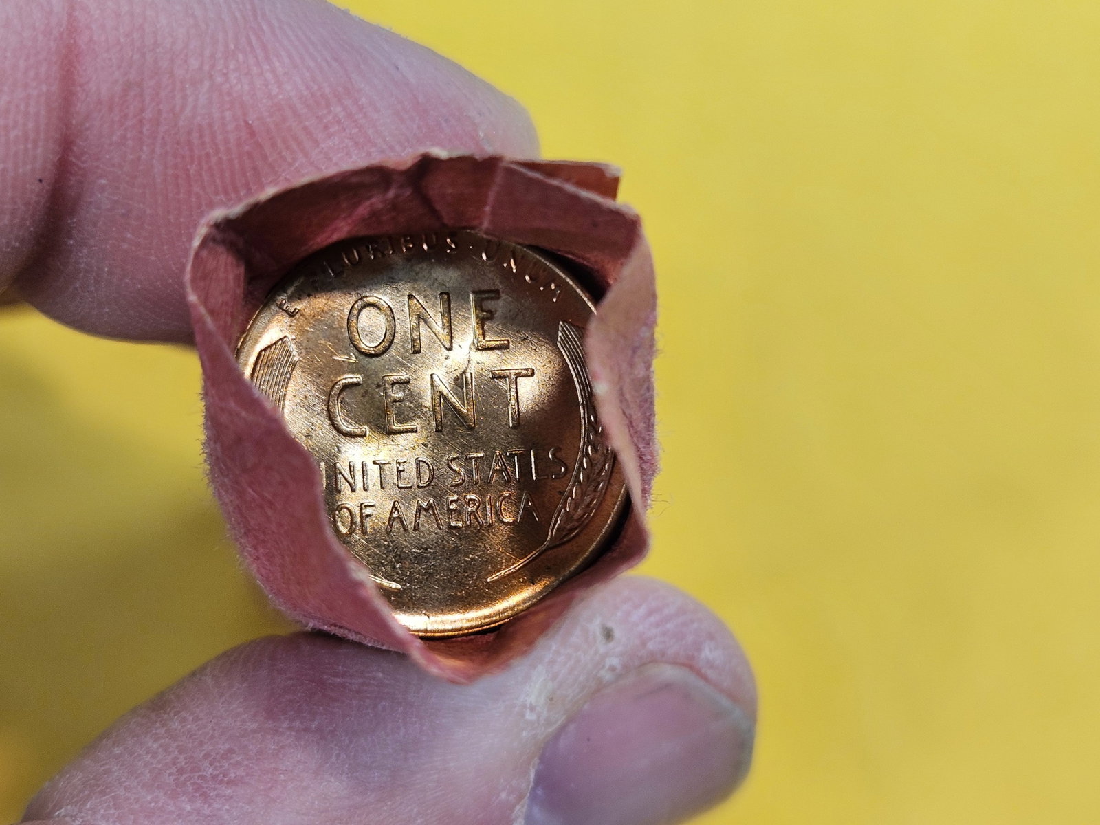 GEM Brilliant Uncirculated RED Roll of 1957-D Wheat cents - 3
