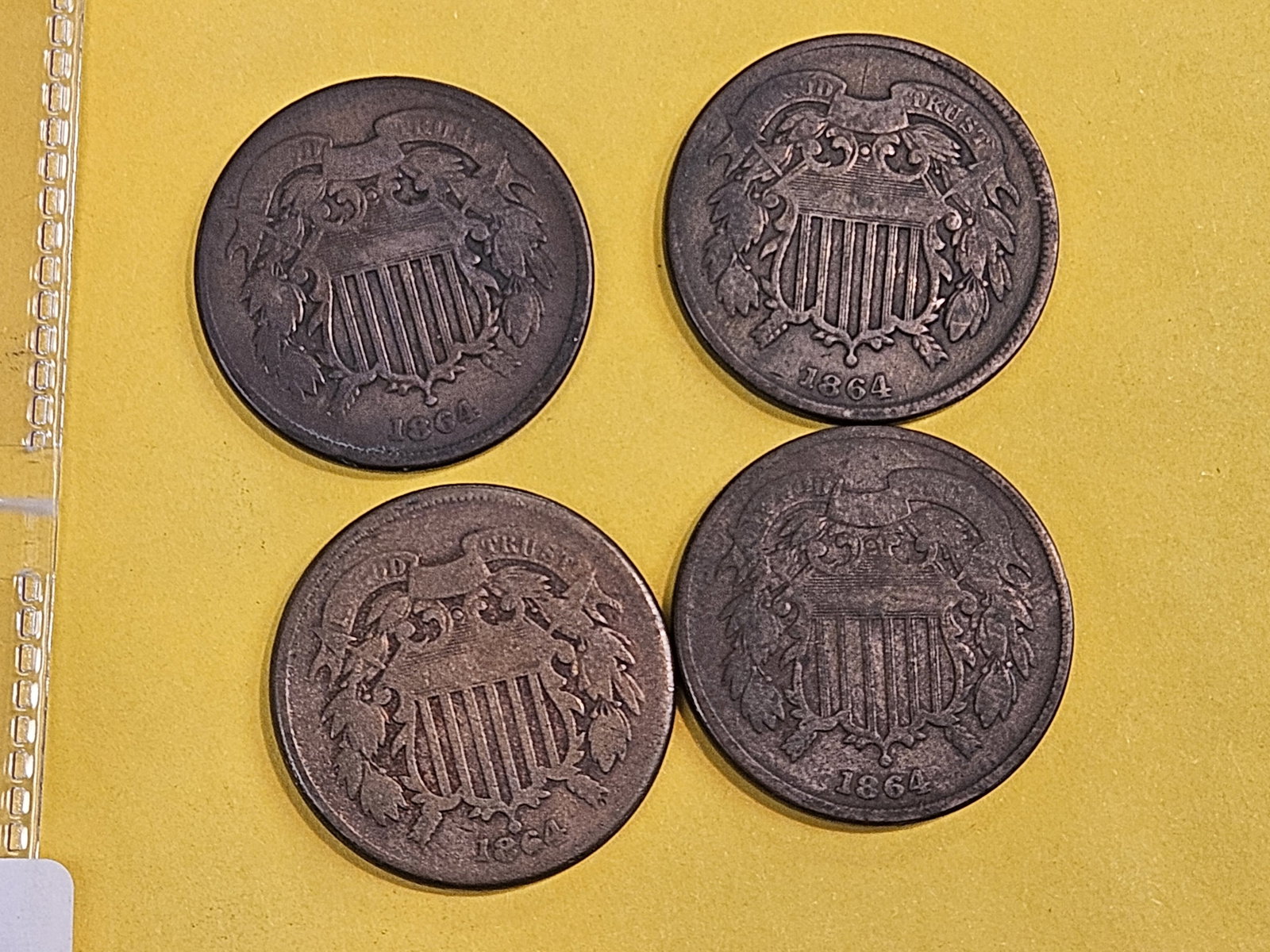 Four Two Cent pieces in Very Good to Fine (1 of 3)