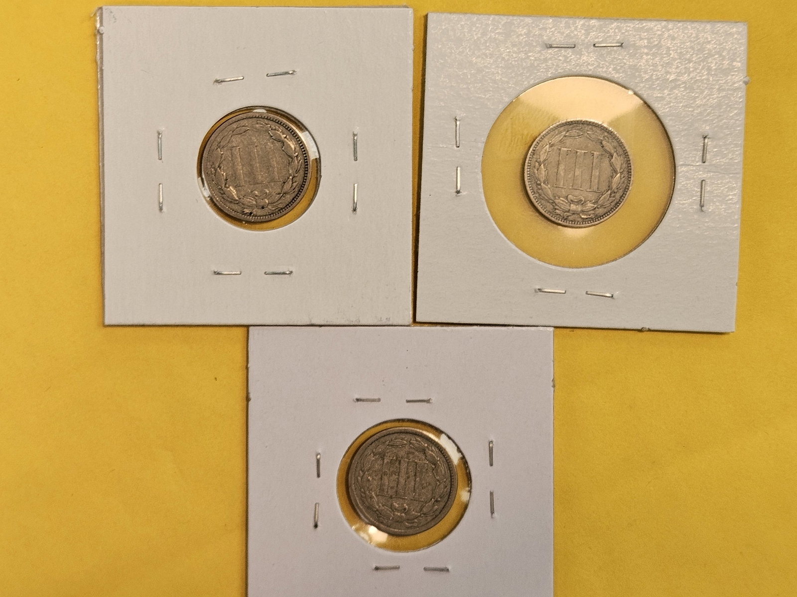 Three mixed 3-Cent nickels - 5