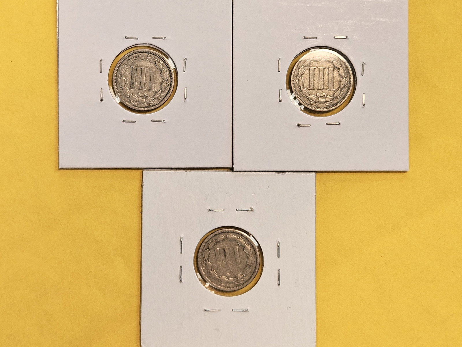 Three mixed 3-Cent nickels - 5