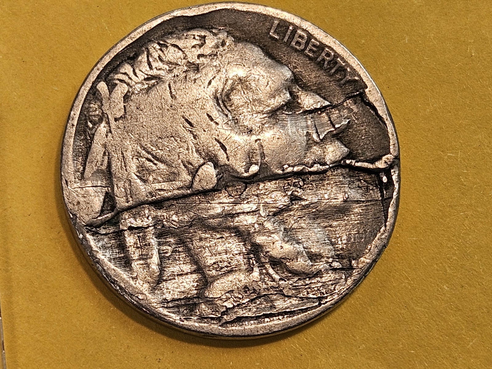 MINT ERROR! 1918 Buffalo Nickel: Giant Lamination Error