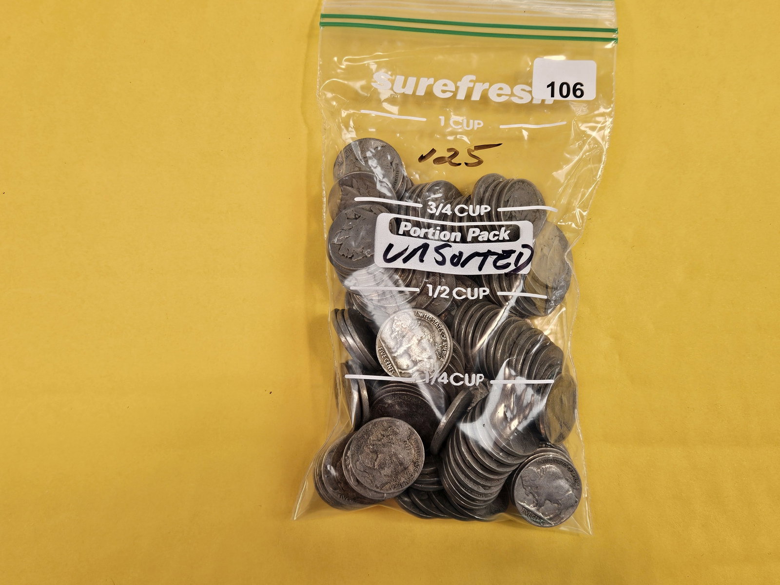 One Hundred twenty-five Buffalo Nickels: Unsorted
