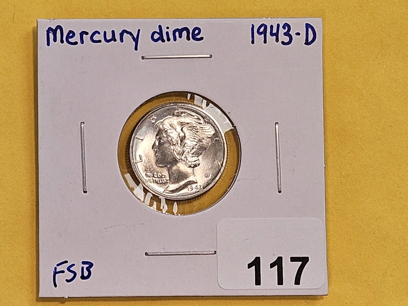 GEM Brilliant Uncirculated 1943-D Mercury Dime FSB - 2