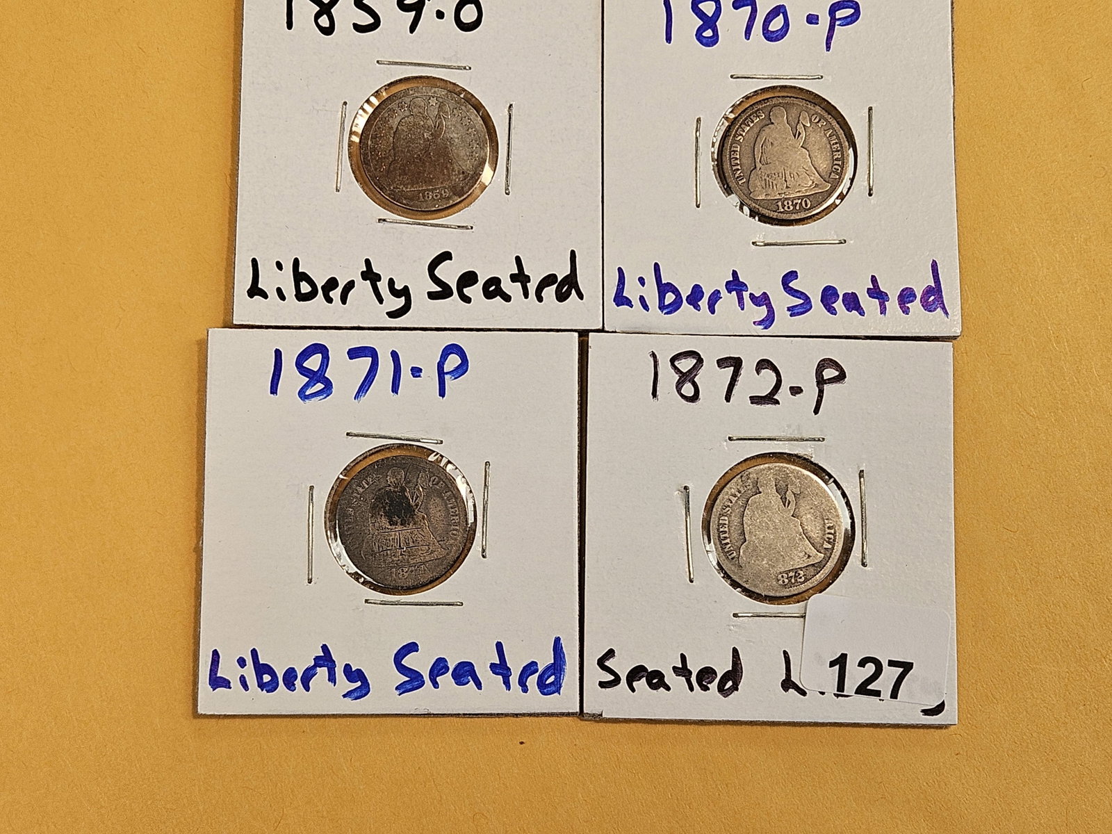 Four mixed Seated Liberty silver Dimes - 2