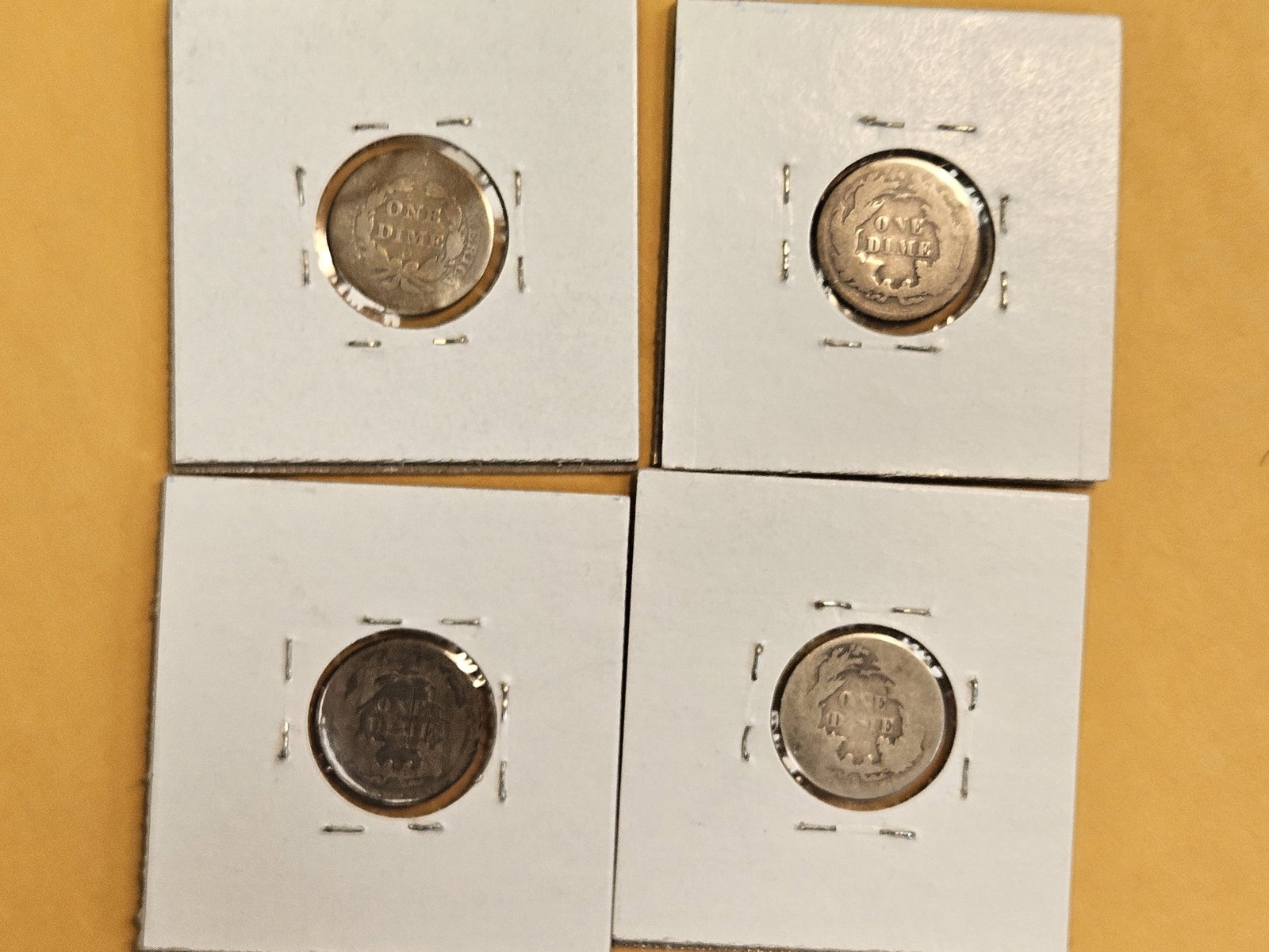 Four mixed Seated Liberty silver Dimes - 3