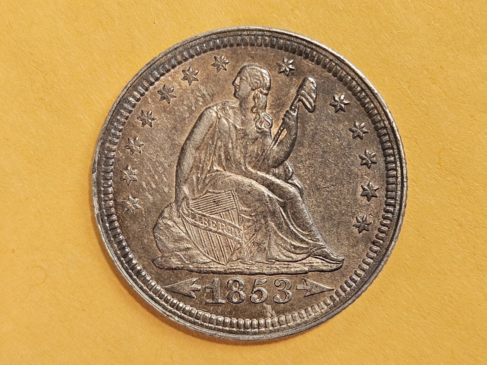 ** Choice Uncirculated 1853 With Arrows Seated Liberty Quarter - 10