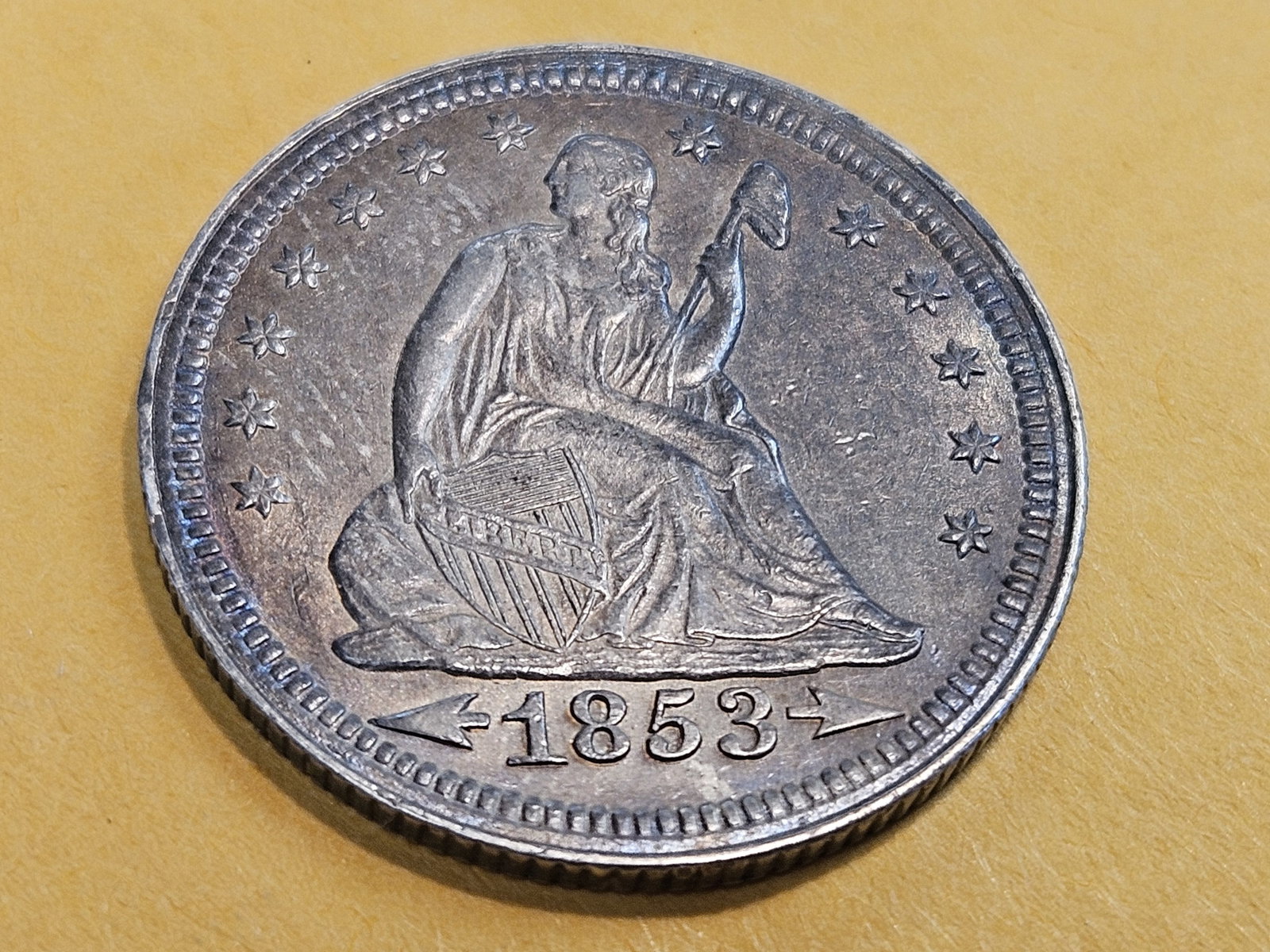 ** Choice Uncirculated 1853 With Arrows Seated Liberty Quarter - 3