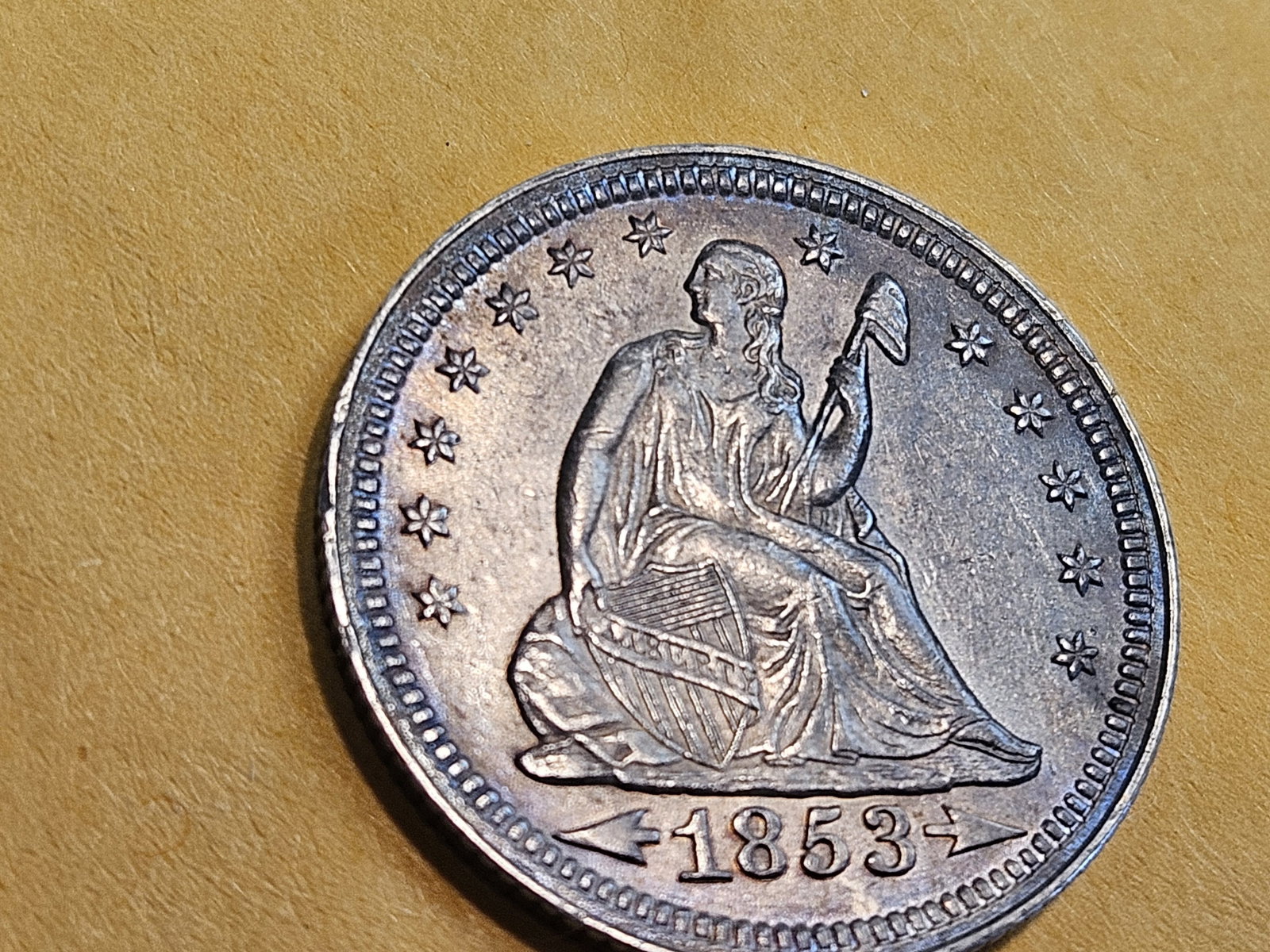 ** Choice Uncirculated 1853 With Arrows Seated Liberty Quarter - 5