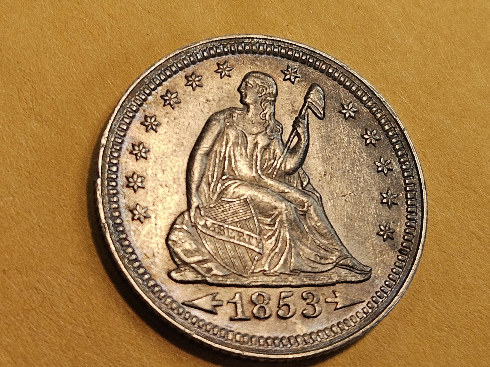 ** Choice Uncirculated 1853 With Arrows Seated Liberty Quarter - 6