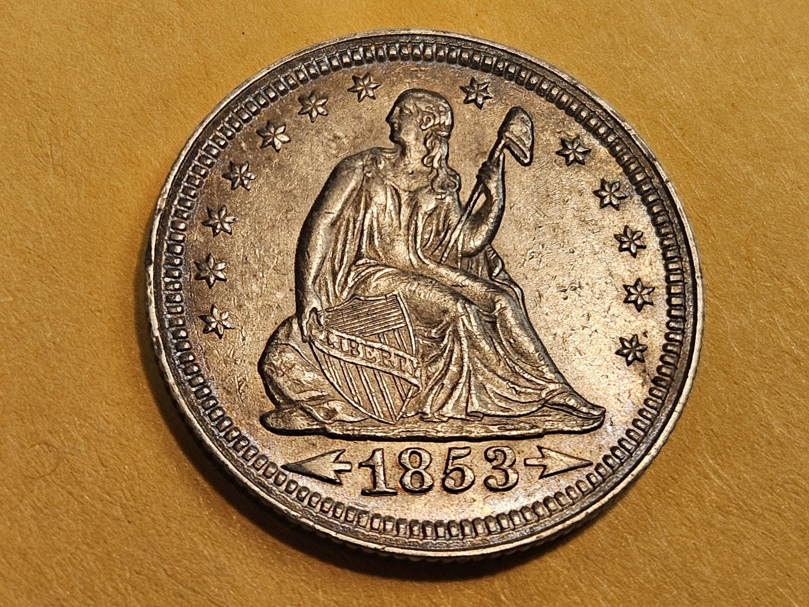 ** Choice Uncirculated 1853 With Arrows Seated Liberty Quarter - 7