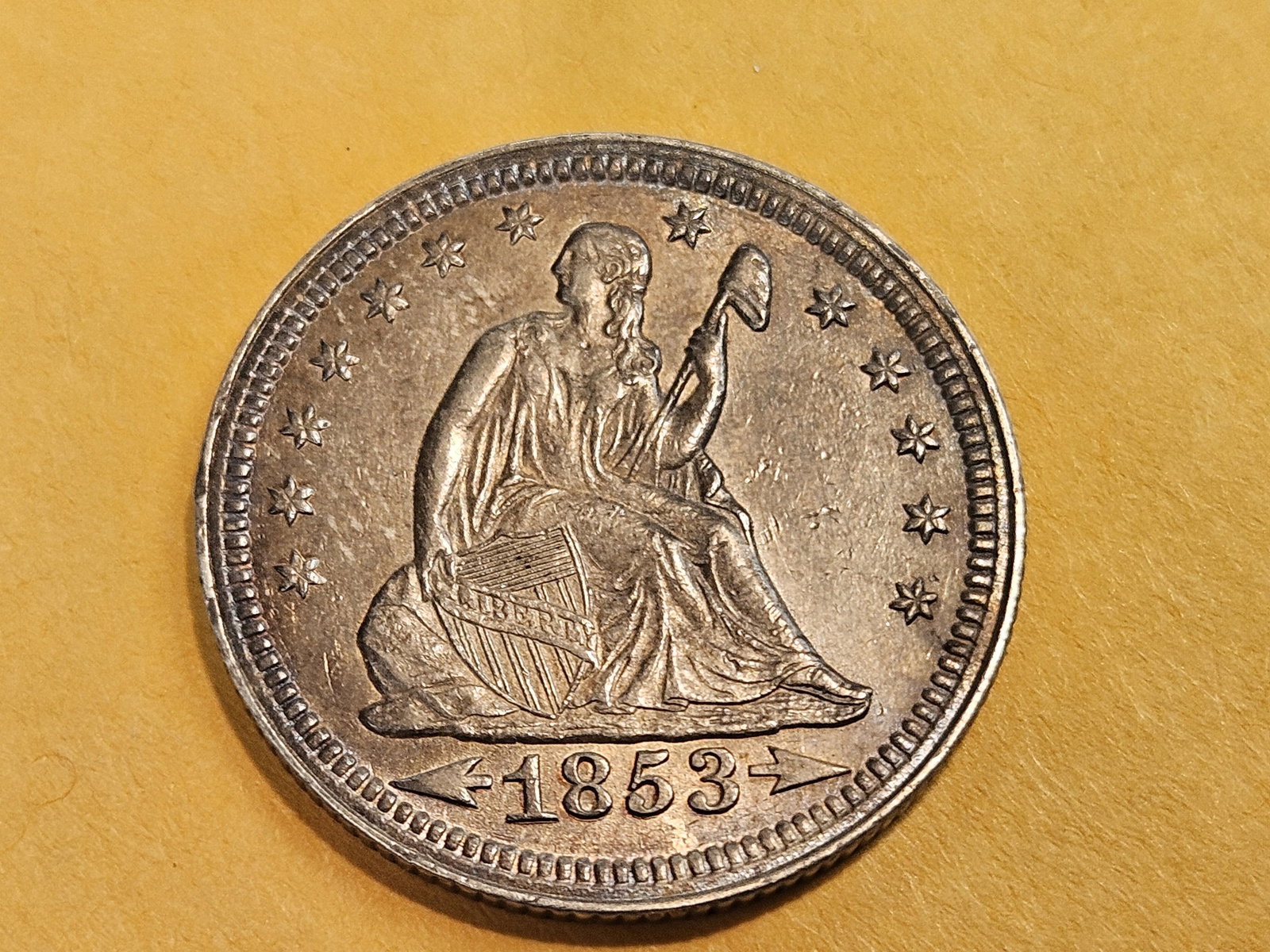 ** Choice Uncirculated 1853 With Arrows Seated Liberty Quarter - 8