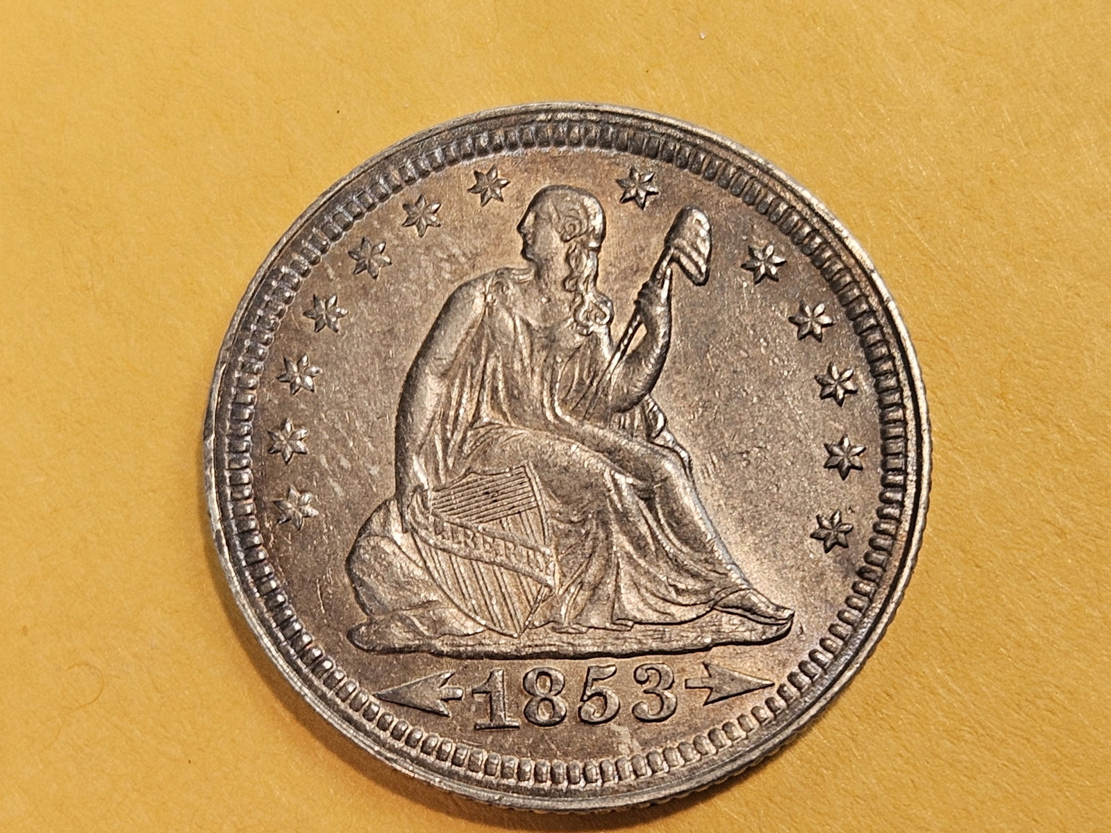 ** Choice Uncirculated 1853 With Arrows Seated Liberty Quarter - 9