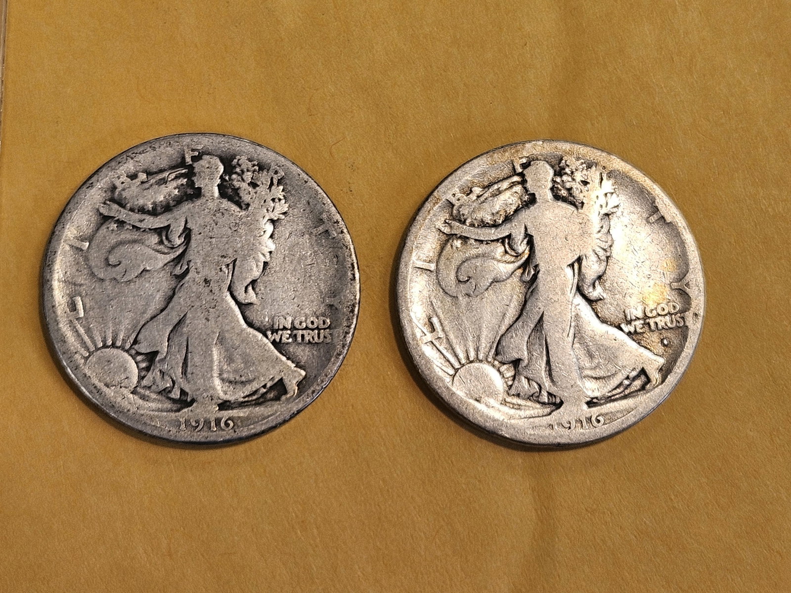 Two First Year Issue Walking Liberty silver Half Dollars (1 of 3)