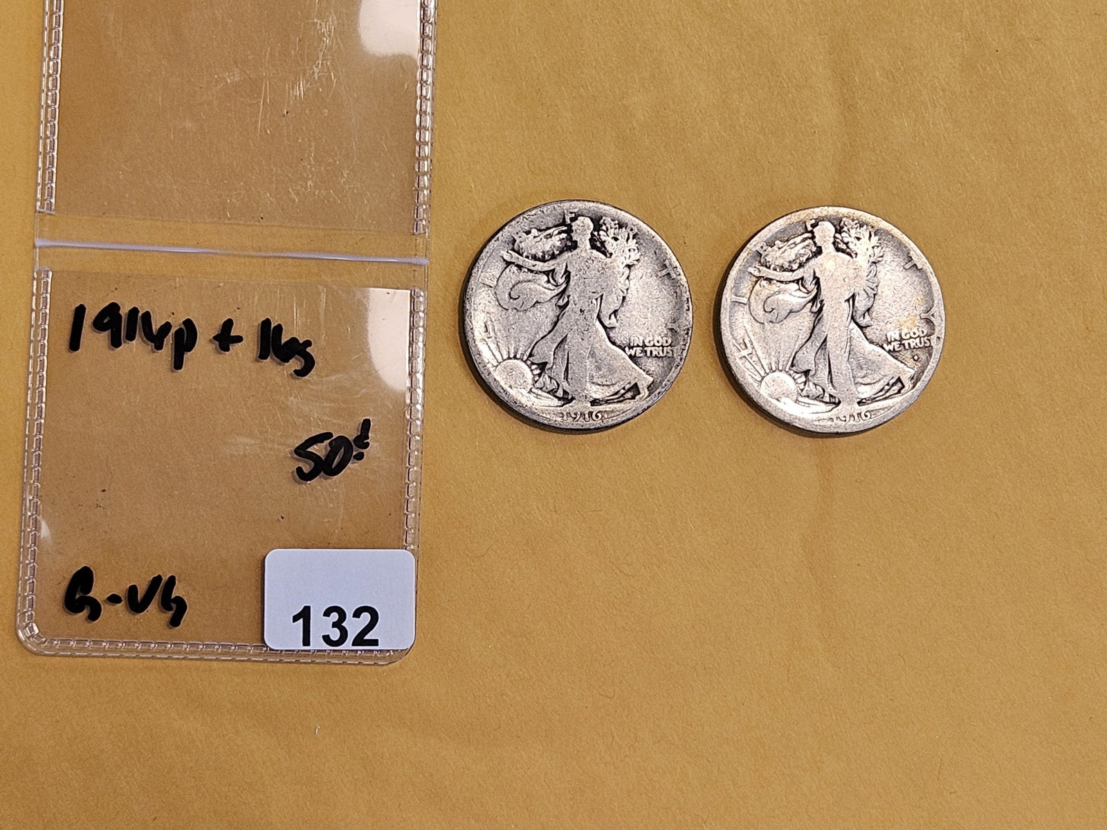 Two First Year Issue Walking Liberty silver Half Dollars - 2