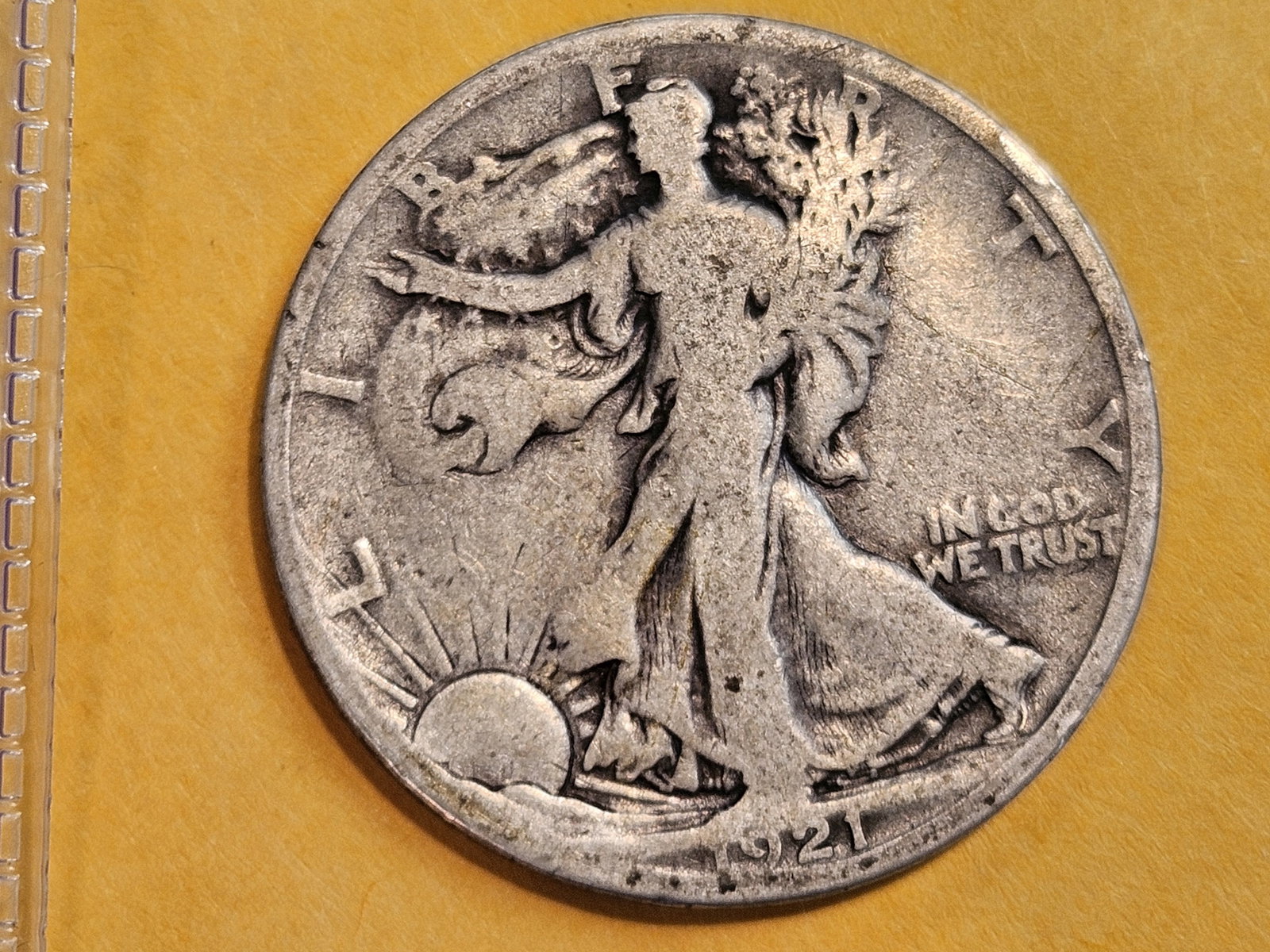 ** Key Date 1921-S Walking Liberty half dollar: In Very Good
