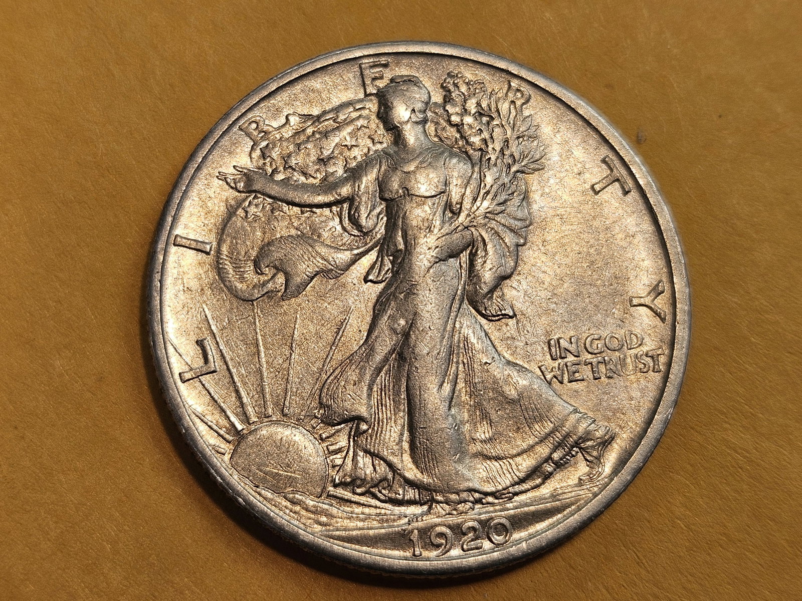 Lil better 1920-S Walking Liberty silver Half Dollar: In Extra Fine
