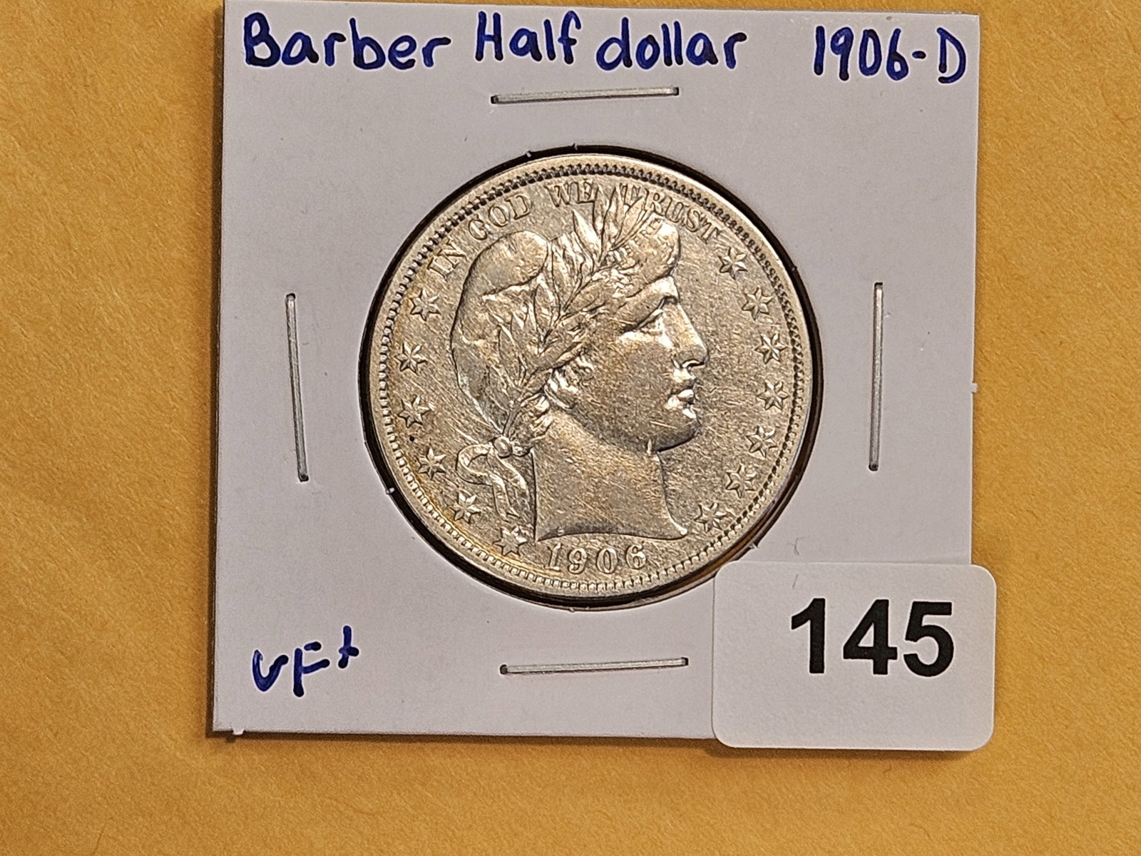 1906-D Barber silver Half Dollar in Very Fine plus - 2